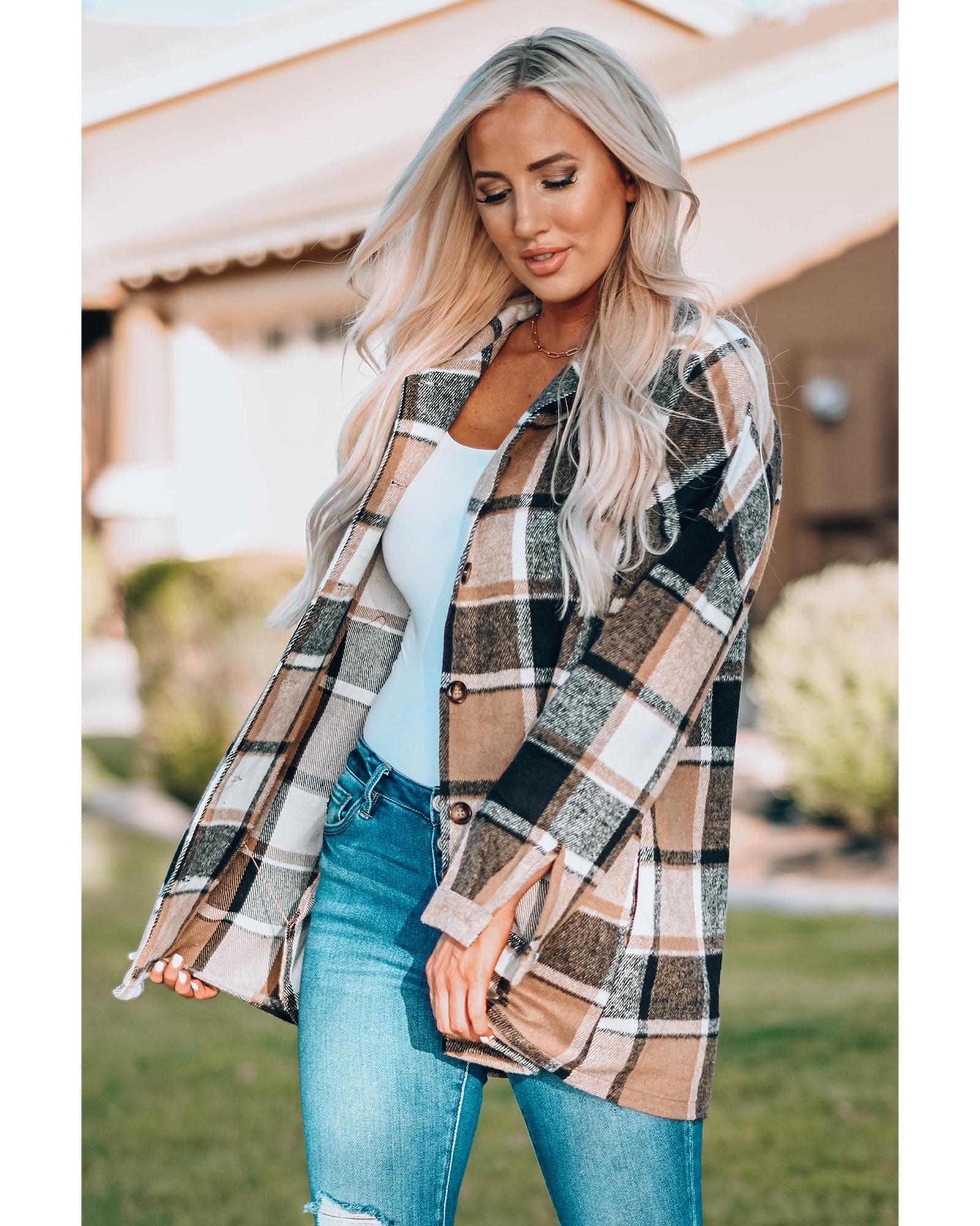 V539-AZEXDC8511482-7-2XL-202508301645-00 Azura Exchange Plaid Print Buttoned Shirt Jacket - 2XL - Image 1