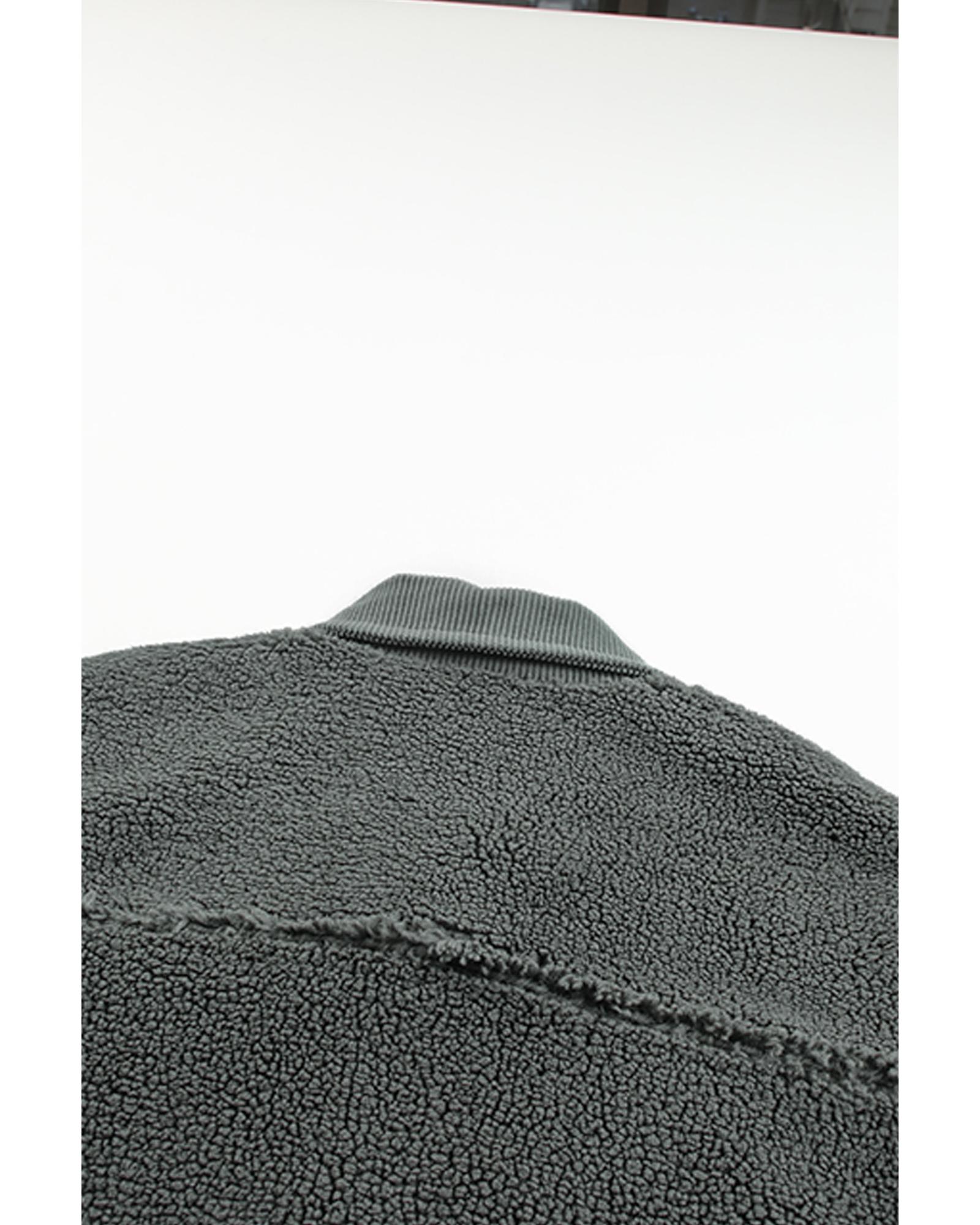 V539-AZEXDC8512726-11-L-202508280520-00 Gray Corduroy Trim Elbow Patch Sherpa Jacket - L - Image 1