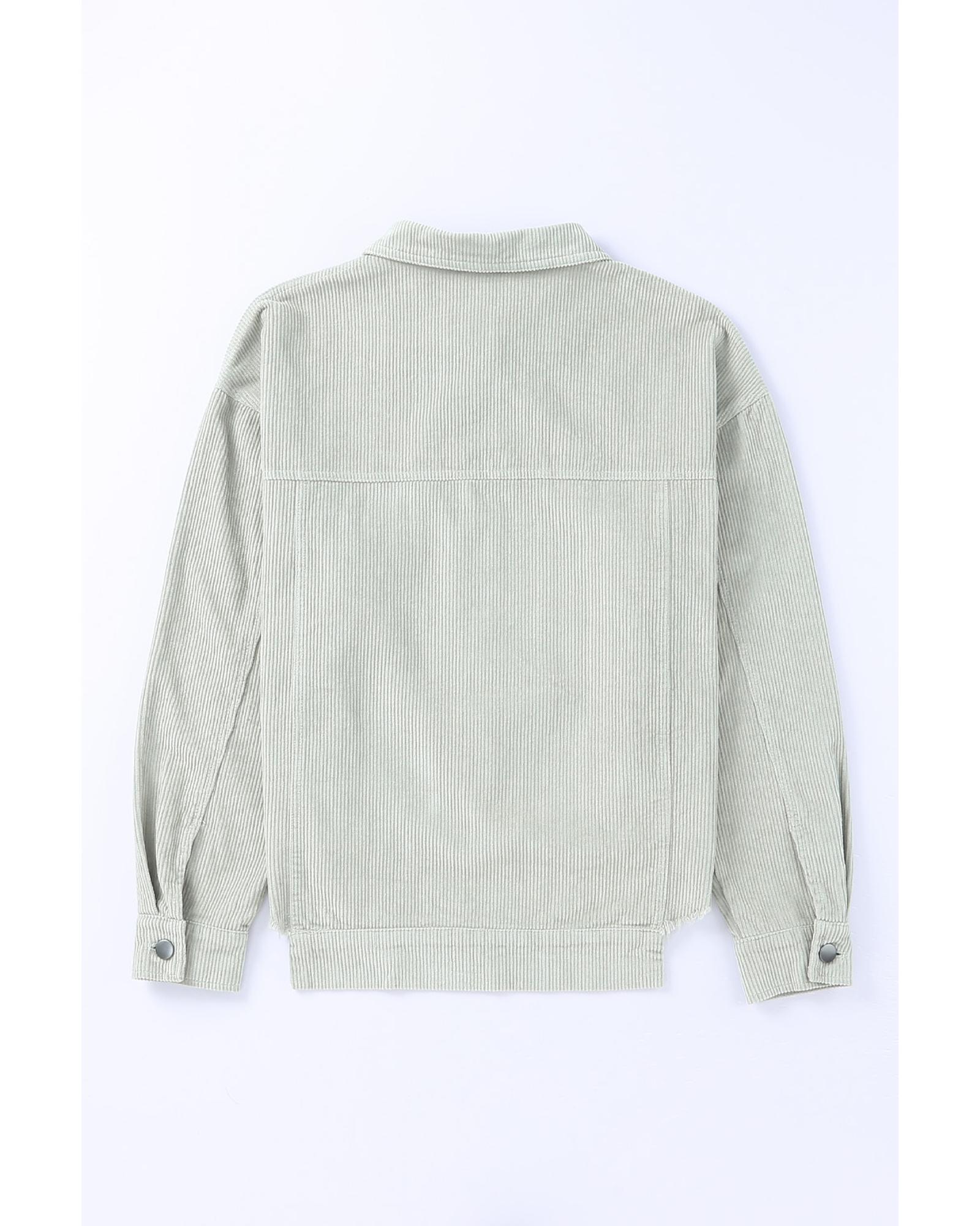 V539-AZEXDC8513218-4-XL-202508310200-00 Sky Blue Sequined Santa Claus Flap Pocket Corduroy Jacket - XL - Image 1