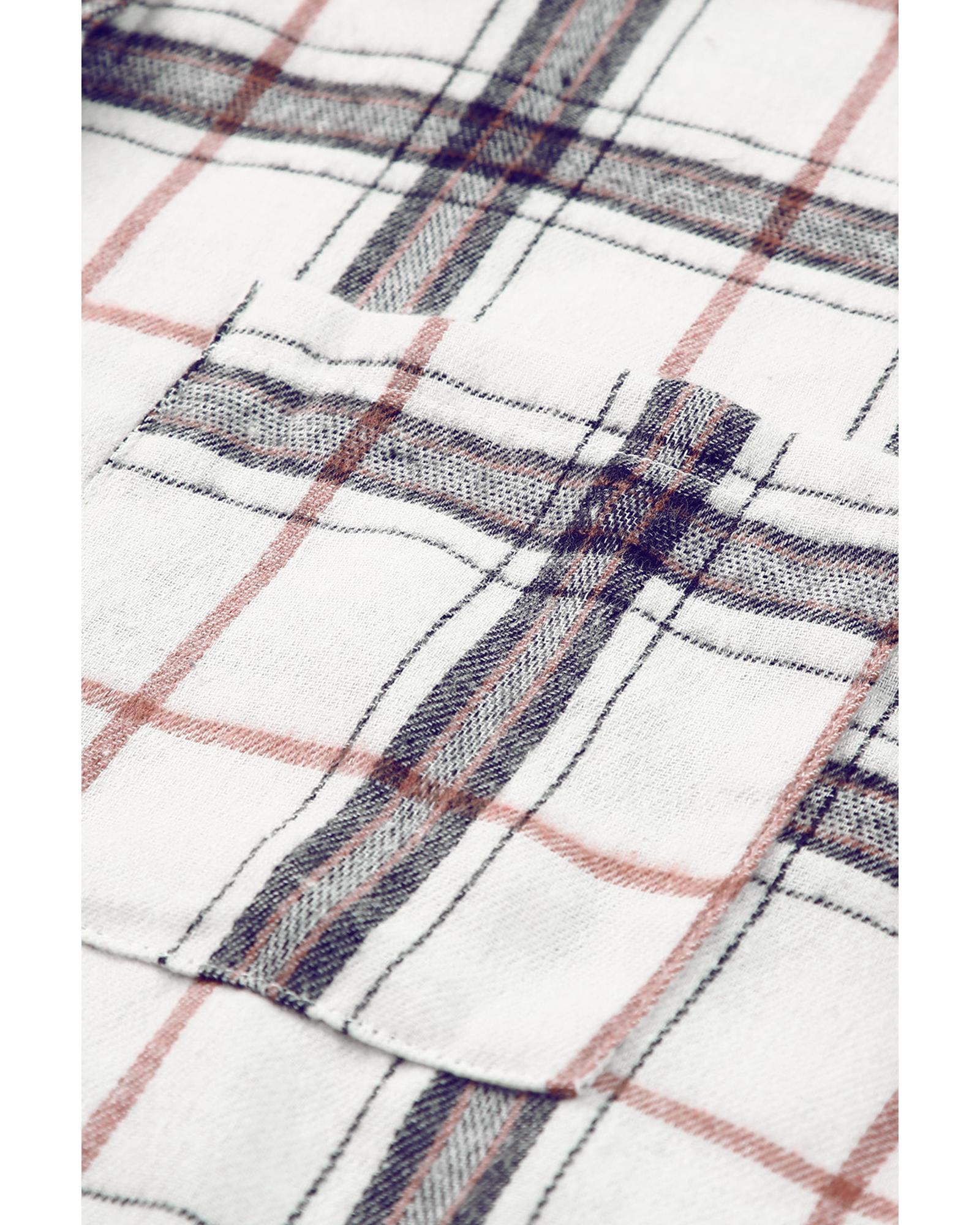 V539-AZEXDC854215-1-L-202508281550-00 Azura Exchange White Oversized Plaid Pattern Shacket with Slits - L - Image 1