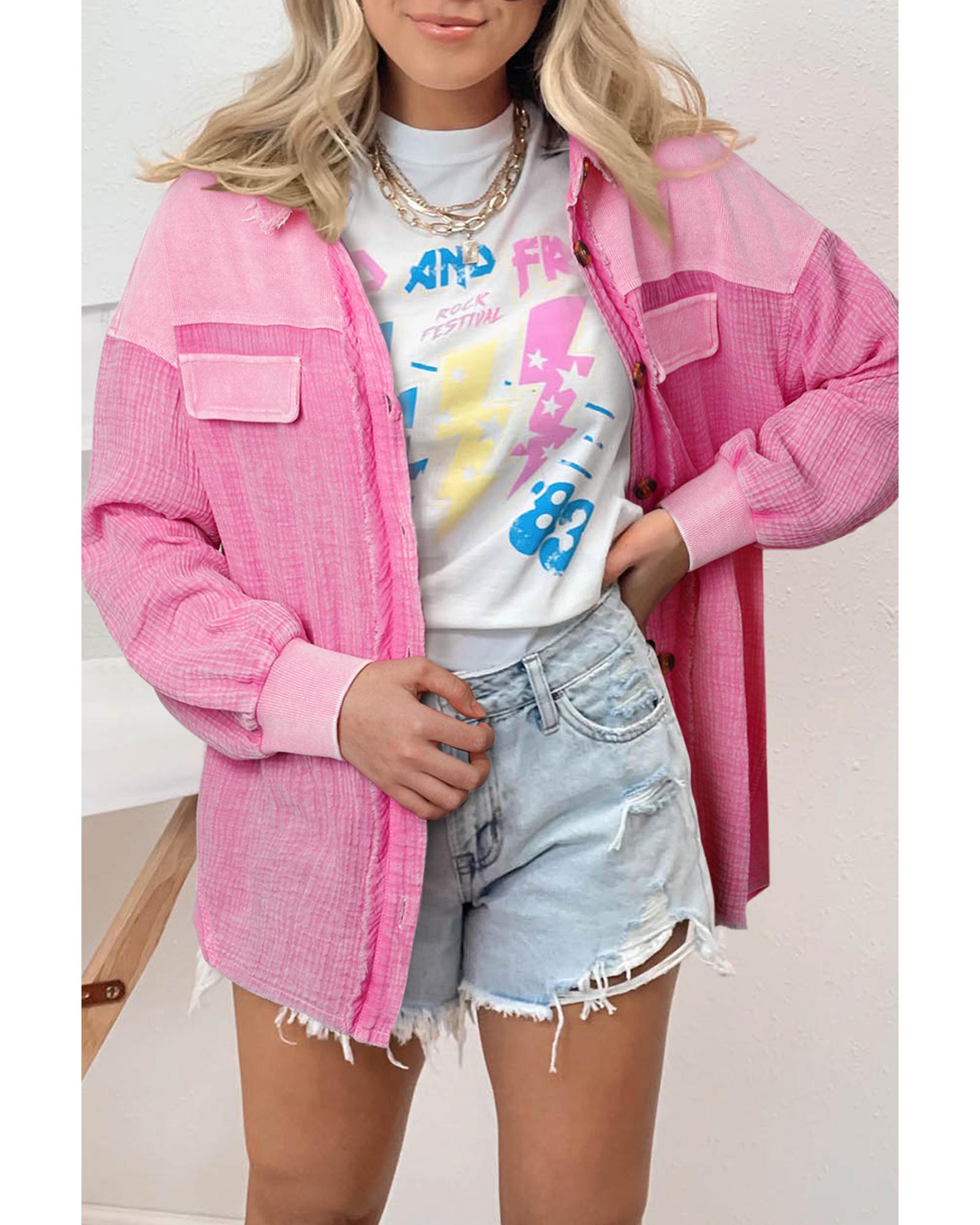 V539-AZEXDC854413-6-L-202508291815-00 Rose Mineral Washed Cotton Shacket - L - Image 1