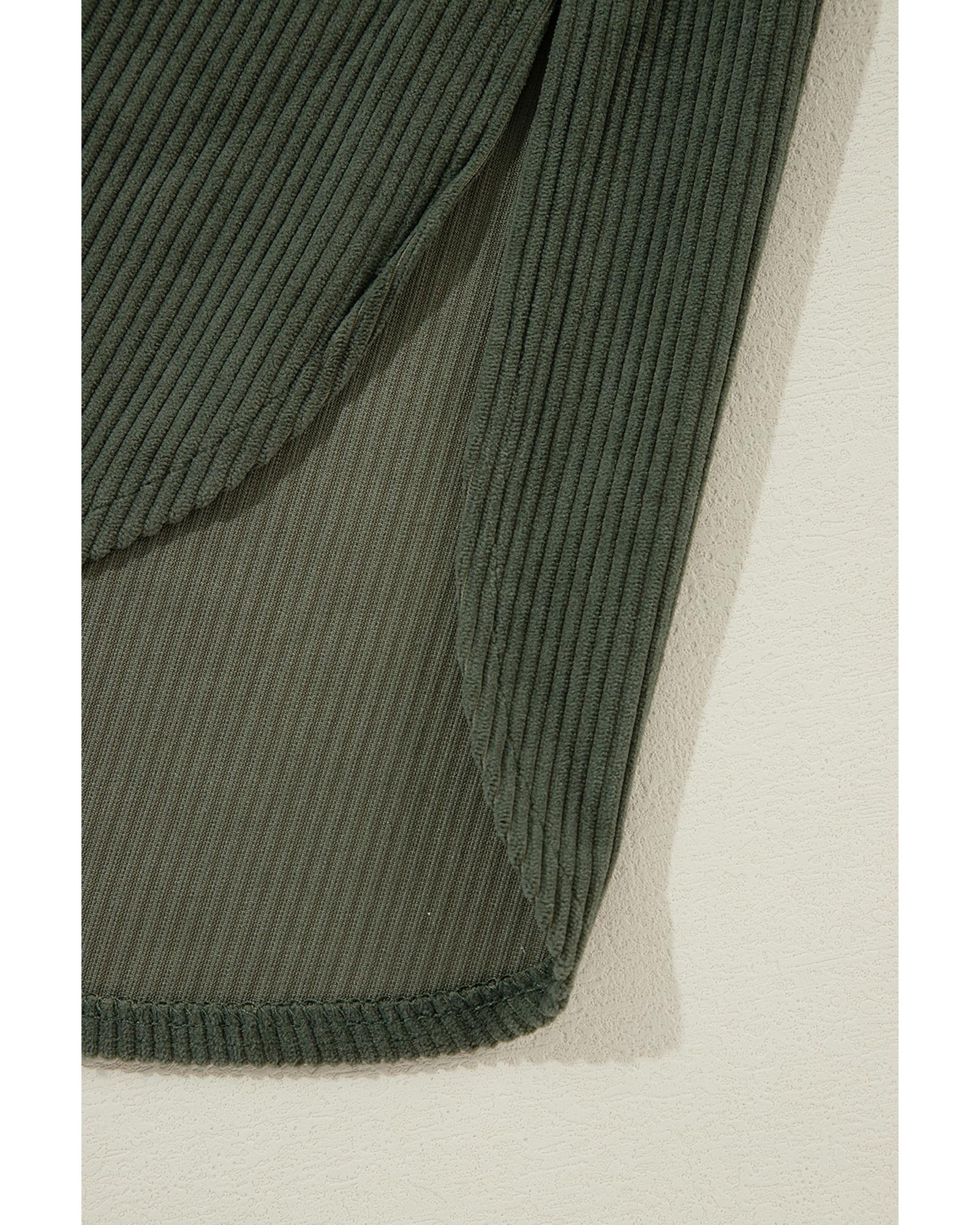 V539-AZEXDC854696-P609-XL-202508301245-00 Jungle Green Oversized Corduroy Contrast Hooded Shacket - XL - Image 1