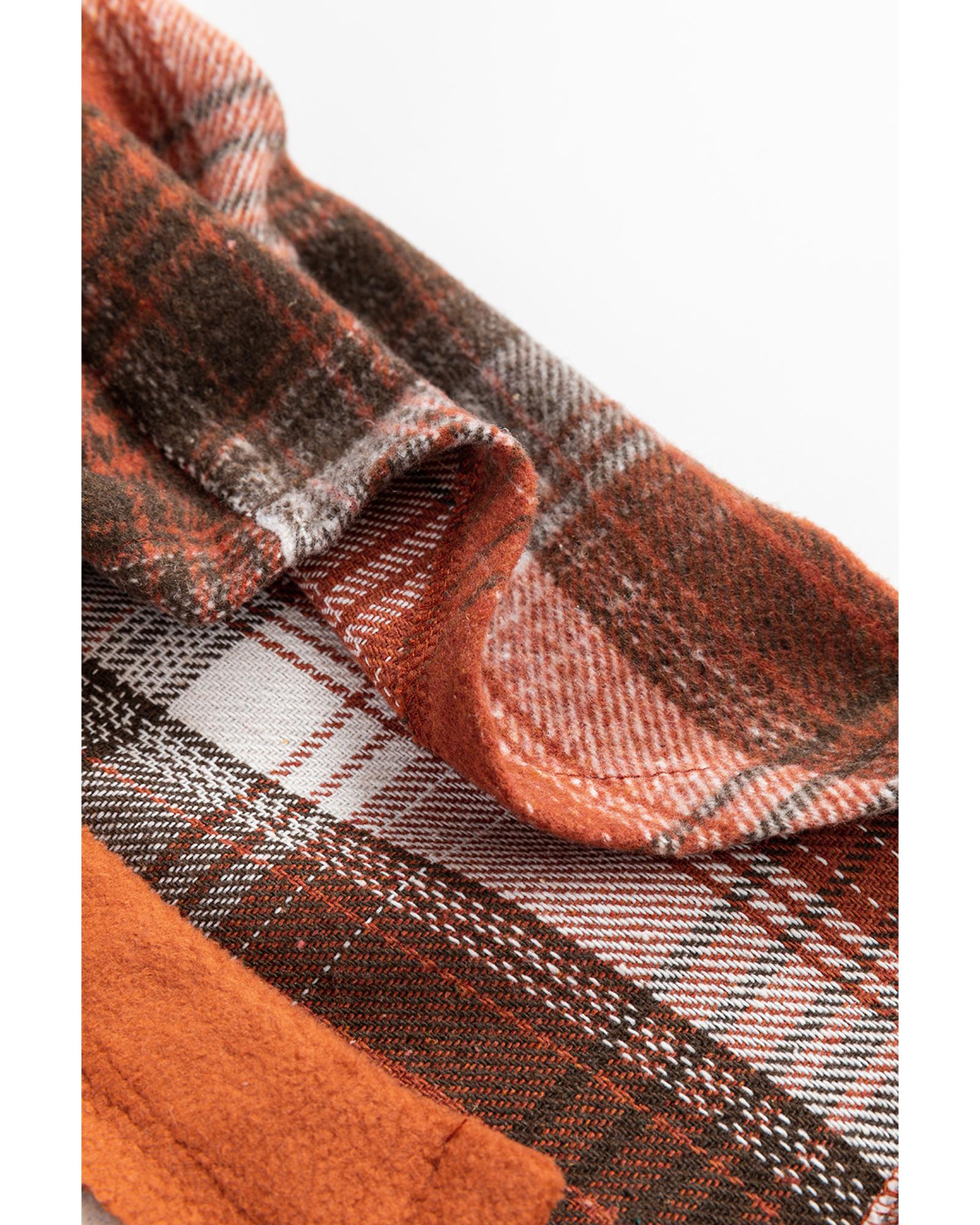 V539-AZEXDC854797-P1620-S-202506182040-00 Khaki Colorblock Plaid Pattern Flap Pockets Buttoned Shacket - S - Image 1