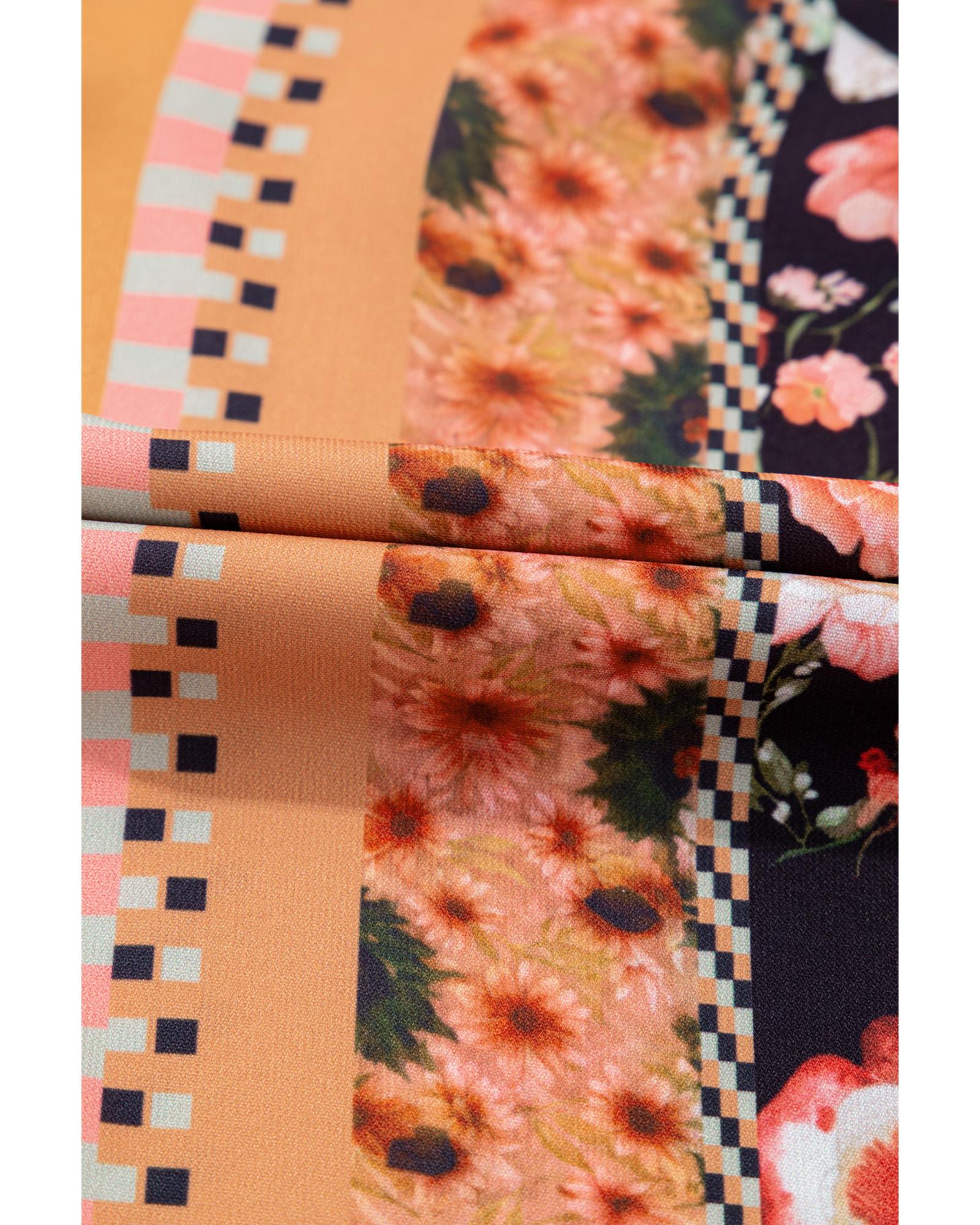 V539-AZEXPL2512553-P220-1X-202506182136-00 Black Plus Size Paisley Floral Print V Neck Bubble Sleeve Blouse - 1X - Image 1