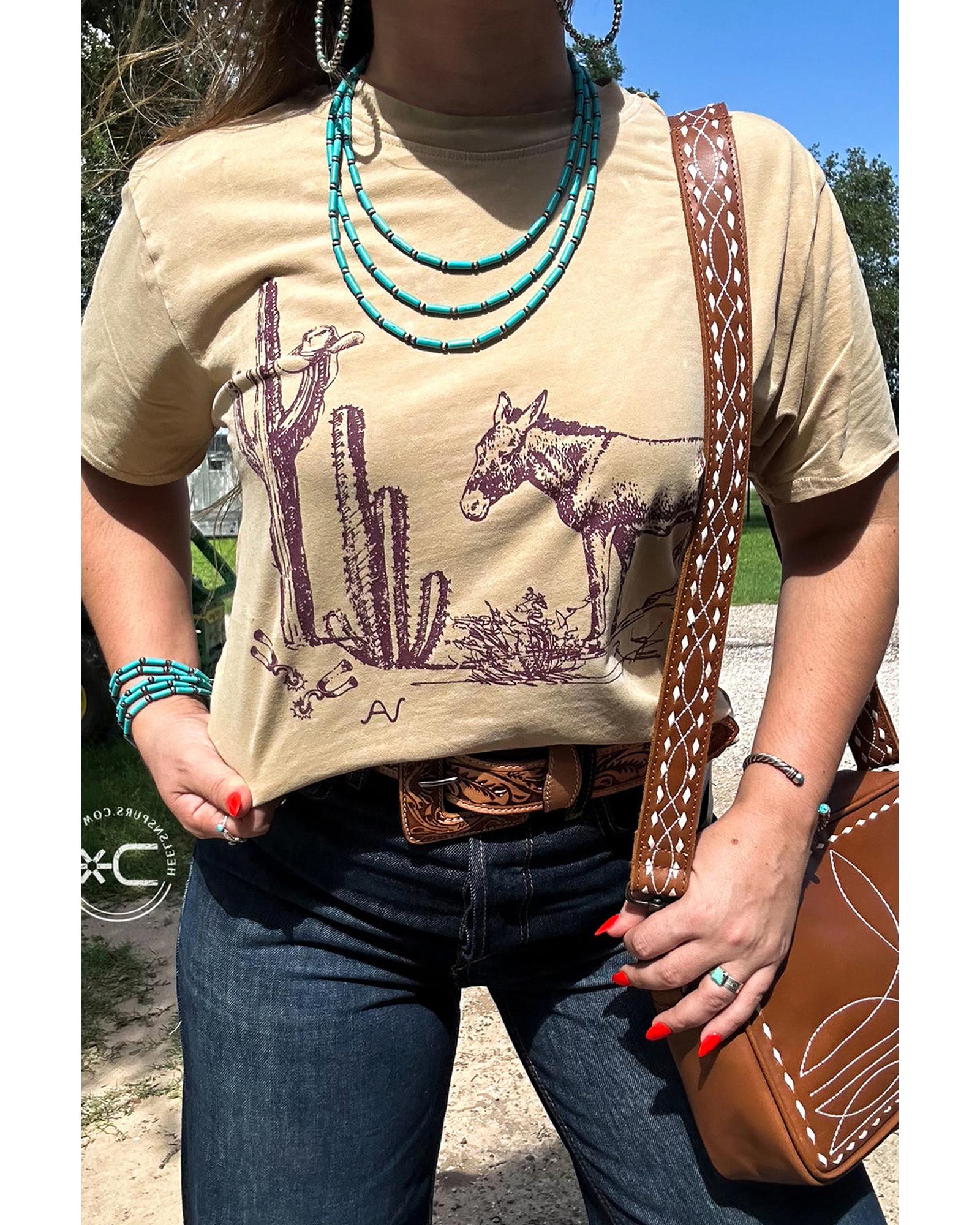 V539-AZEXPL2521559-P6016-3X-202508310615-00 Parchment Western Burro Cactus Crew Neck Graphic Tee - 3X - Image 1