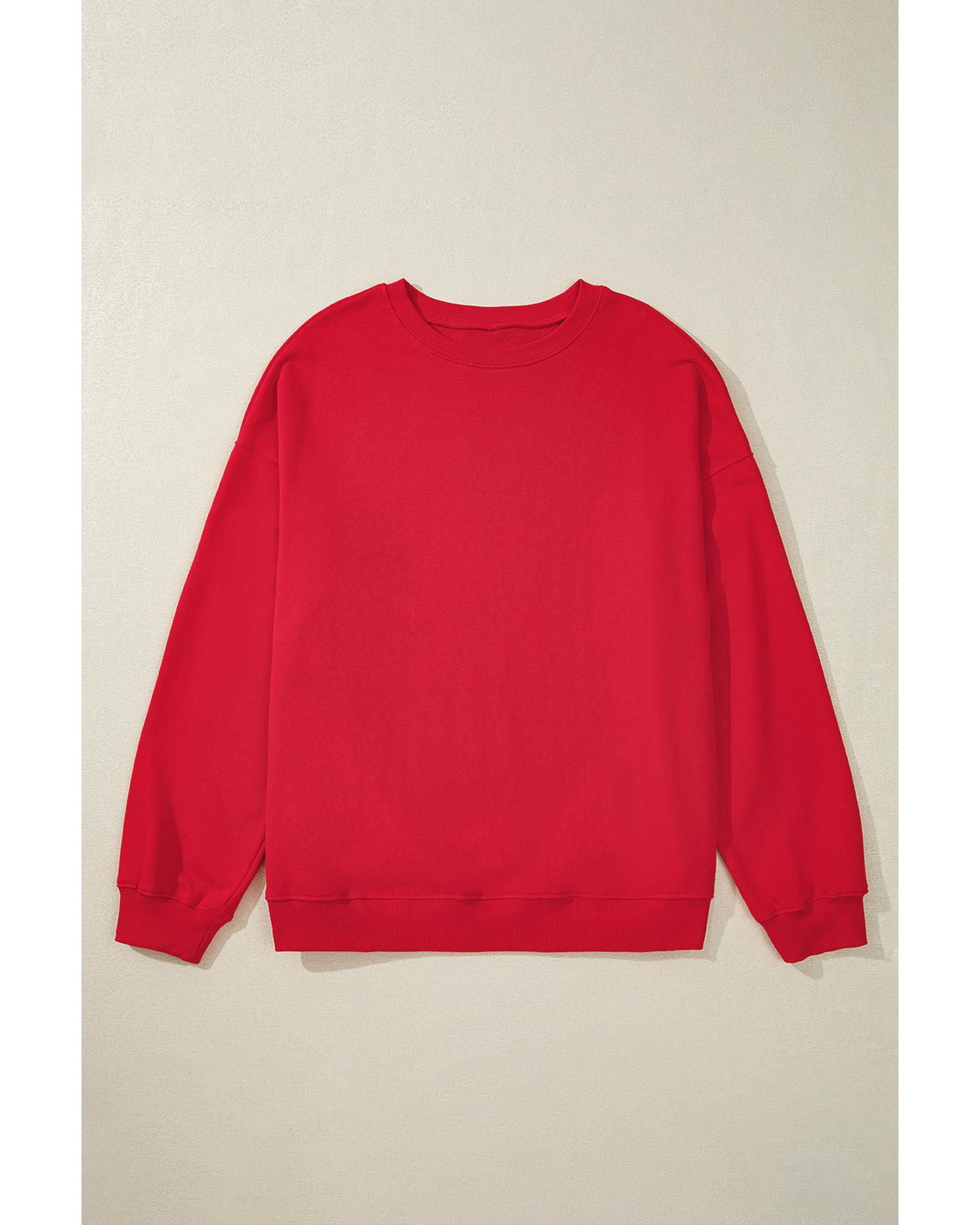 V539-AZEXPL25317184-P603-3X-202508310535-00 Racing Red Solid Crew Neck Drop Shoulder Plus Size Sweatshirt - 3X - Image 1