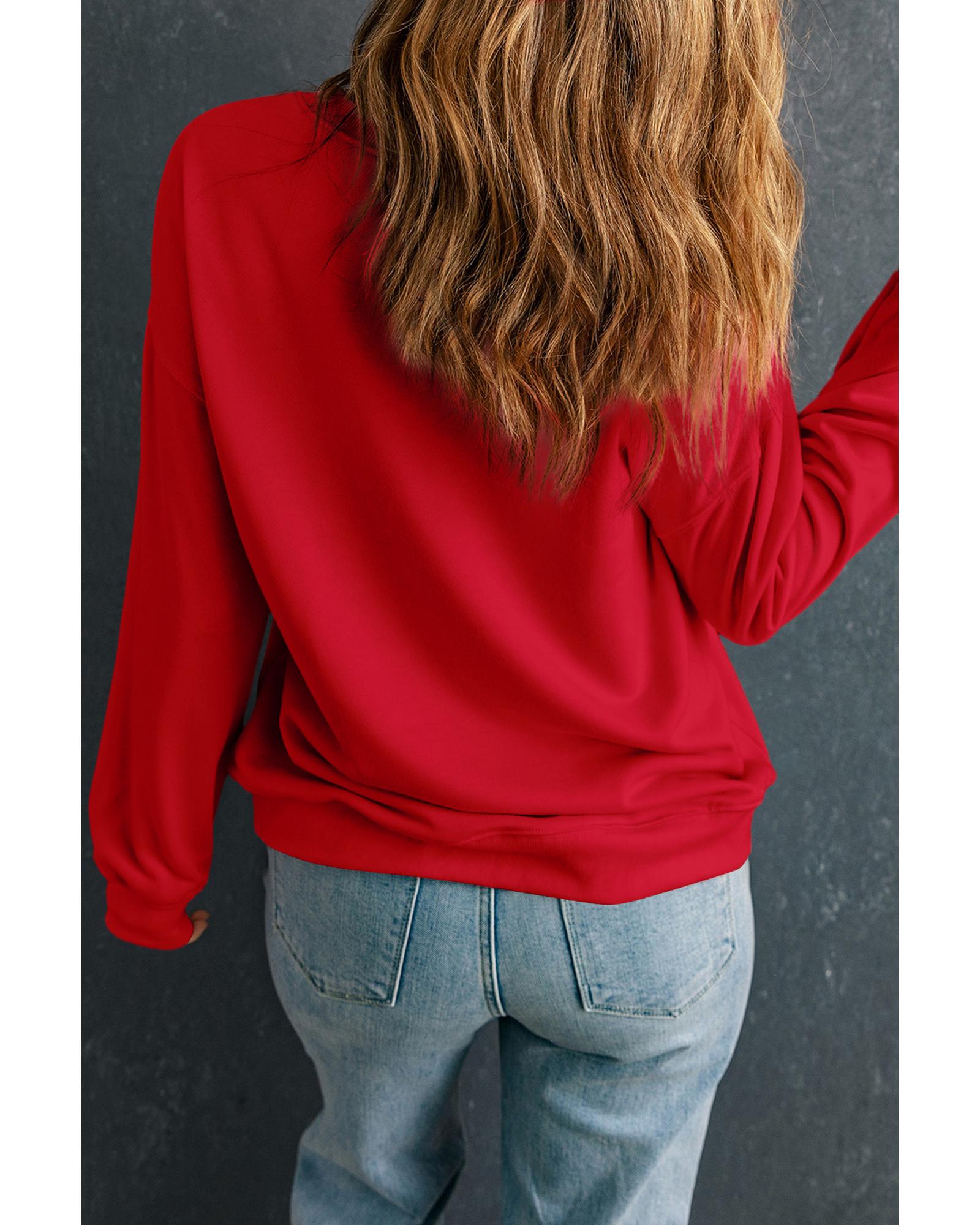 V539-AZEXPL253831-P603-2X-202508302240-00 Racing Red Halloween Bow Knot Pumpkin Print Drop Shoulder Plus Sweatshirt - 2X - Image 1