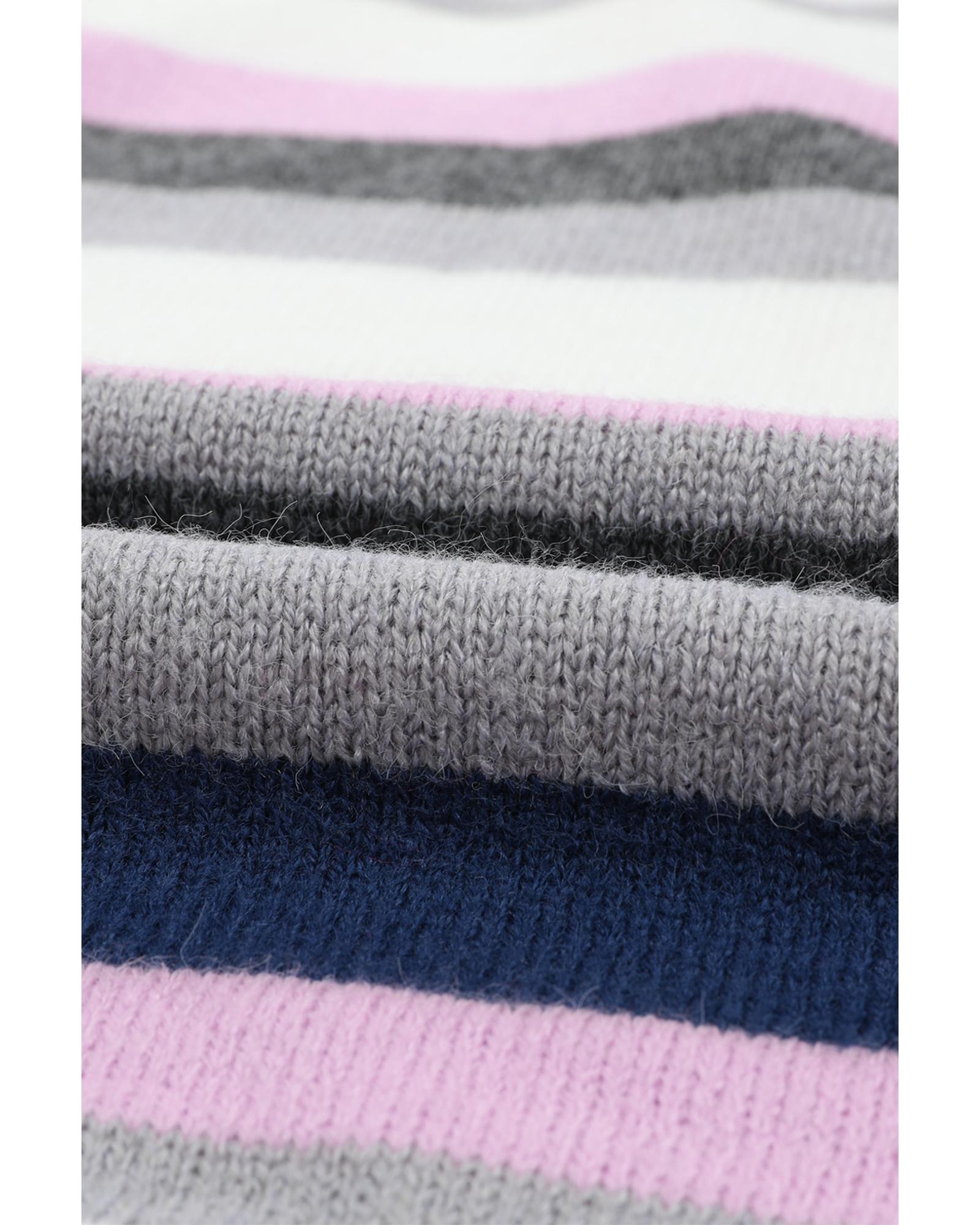 V539-AZEXPL272067-19-4X-202508300710-00 Stripe Plus Size Striped Hooded Knit Sweater - 4X - Image 1