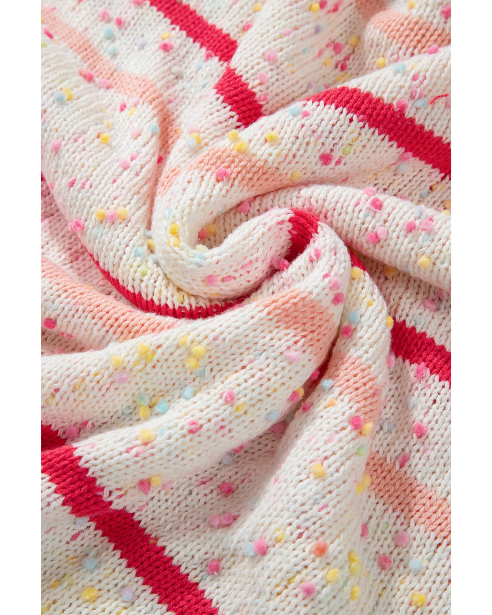 V539-AZEXPL272283-P1019-4X-202506151831-00 Pink Stripe Drop Shoulder Side Split Plus Size Sweater - 4X - Image 1