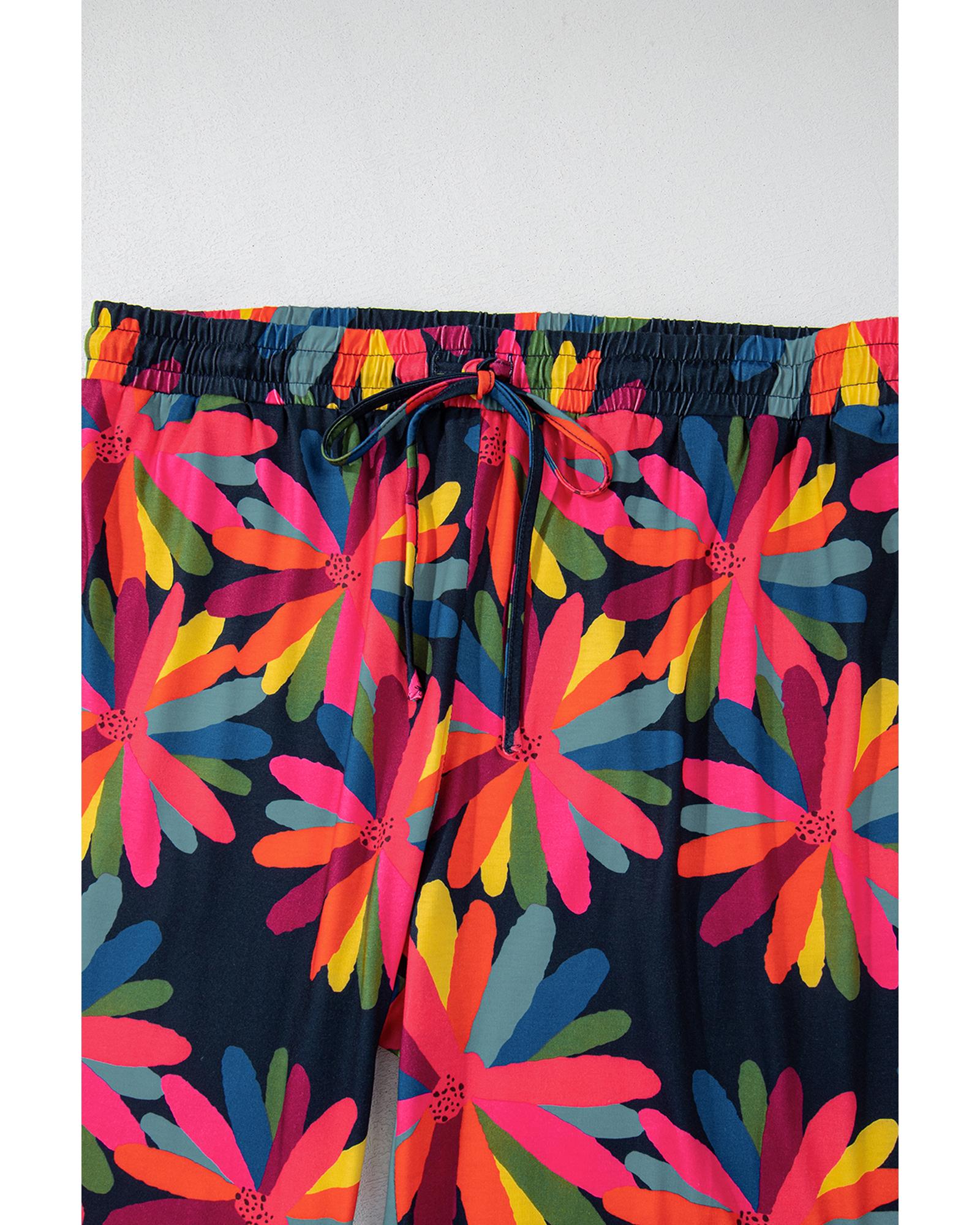 V539-AZEXPL62149-P220-3X-202509031245-00 Black Plus Size Printed Long Sleeve and Pants Lounge Set - 3X - Image 1