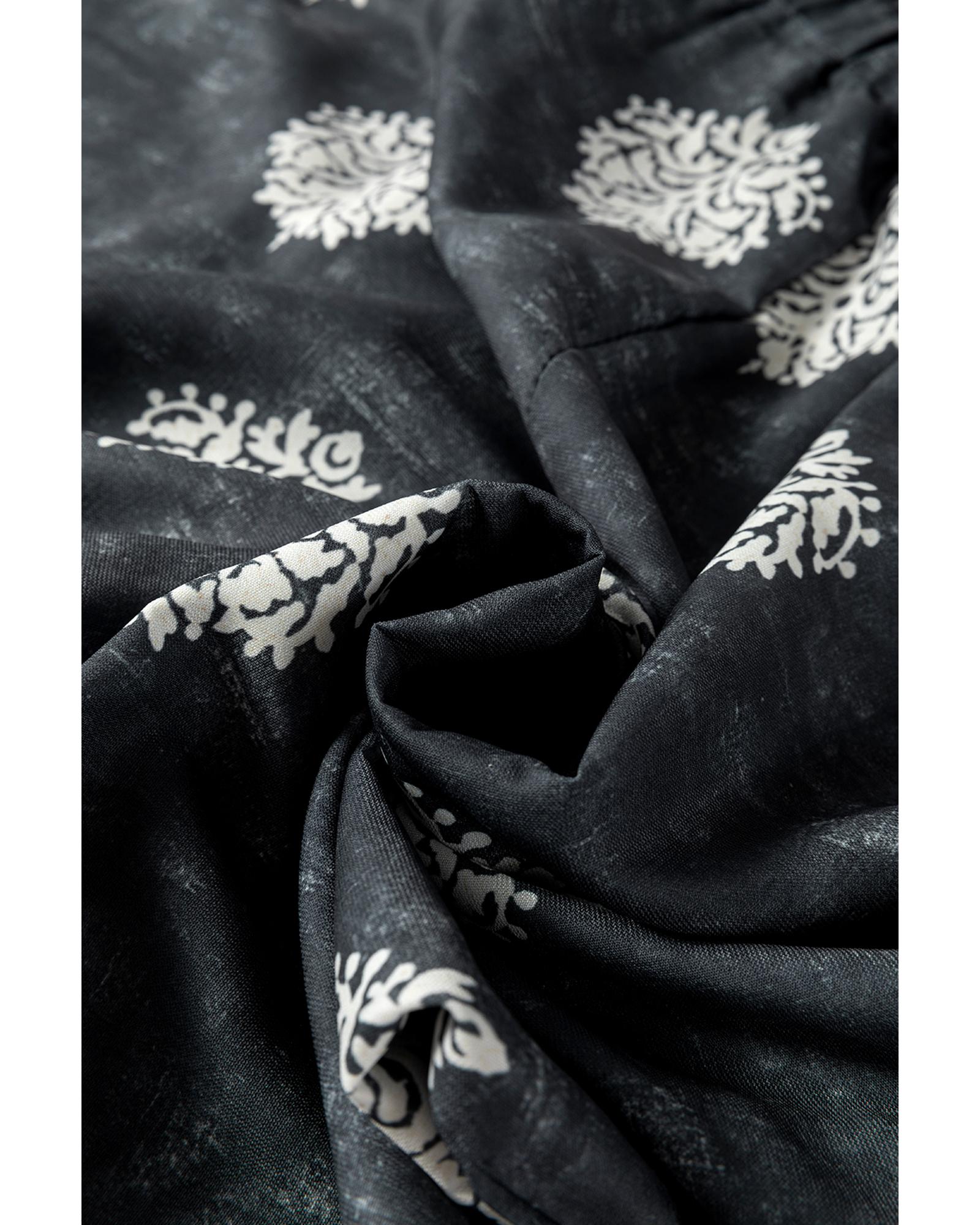 V539-AZEXPL7712907-P220-3X-202508310025-00 Azura Exchange Black Plus Size Geometric Ethnic Print Drawstring Wide Leg Pants - 3X - Image 1