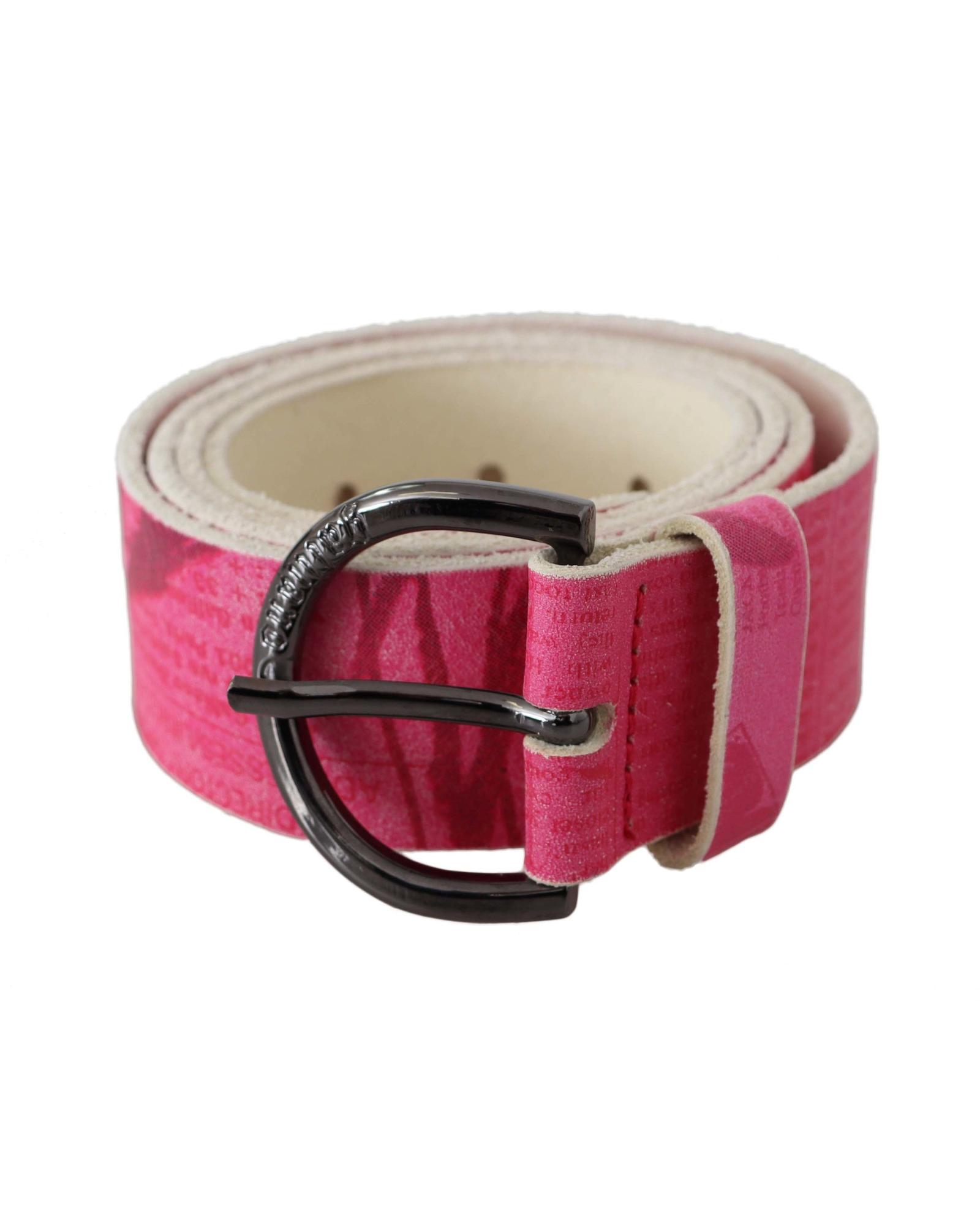 V539-BEL8159-90-202509010120-00 100% Authentic GALLIANO Pink Leather Fashion Belt with Black-tone Hardware 90 cm Women - Image 1