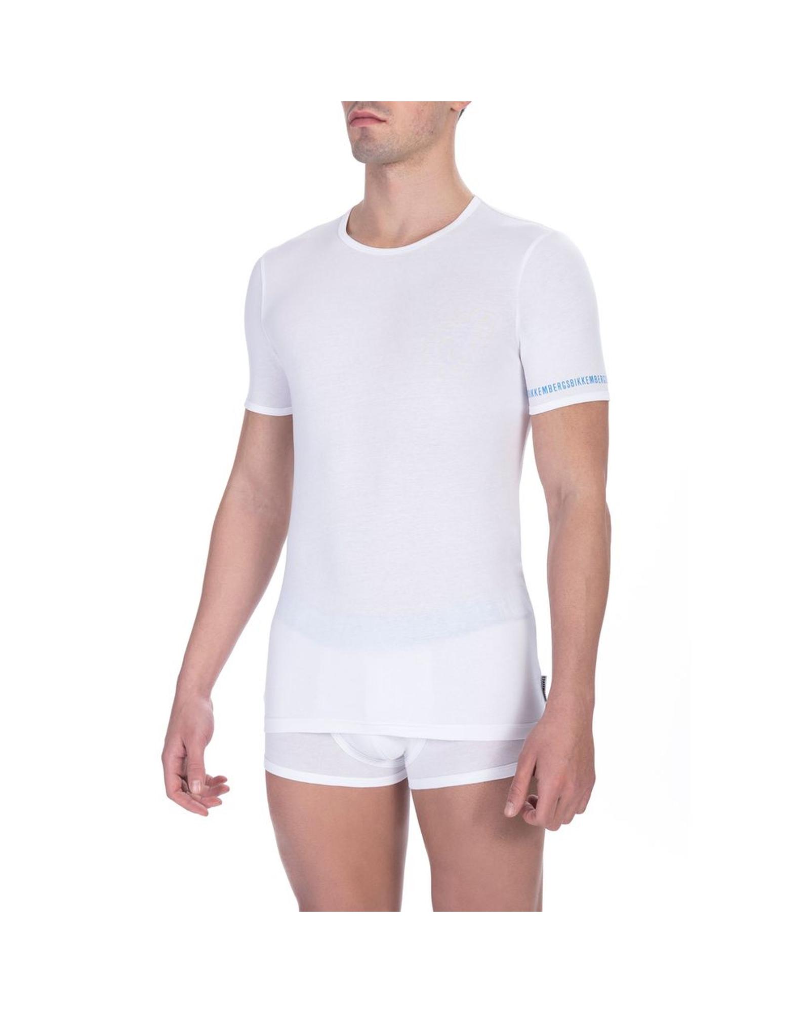 V539-BI-24188-L-202506160025-00 Bikkembergs Men's Elegant Dual-Pack White Crew Neck T-Shirts - L - Image 1