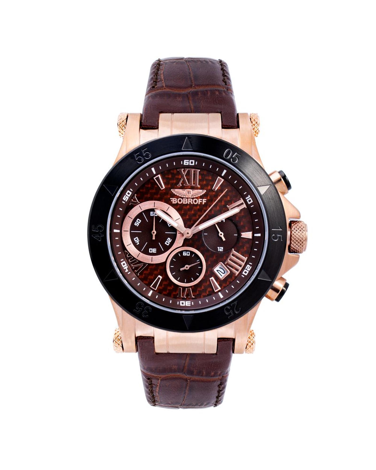 V539-BOBF1001M65AC-202506160041-00 Bobroff Men's Brown Leather Watch - One Size - Image 1