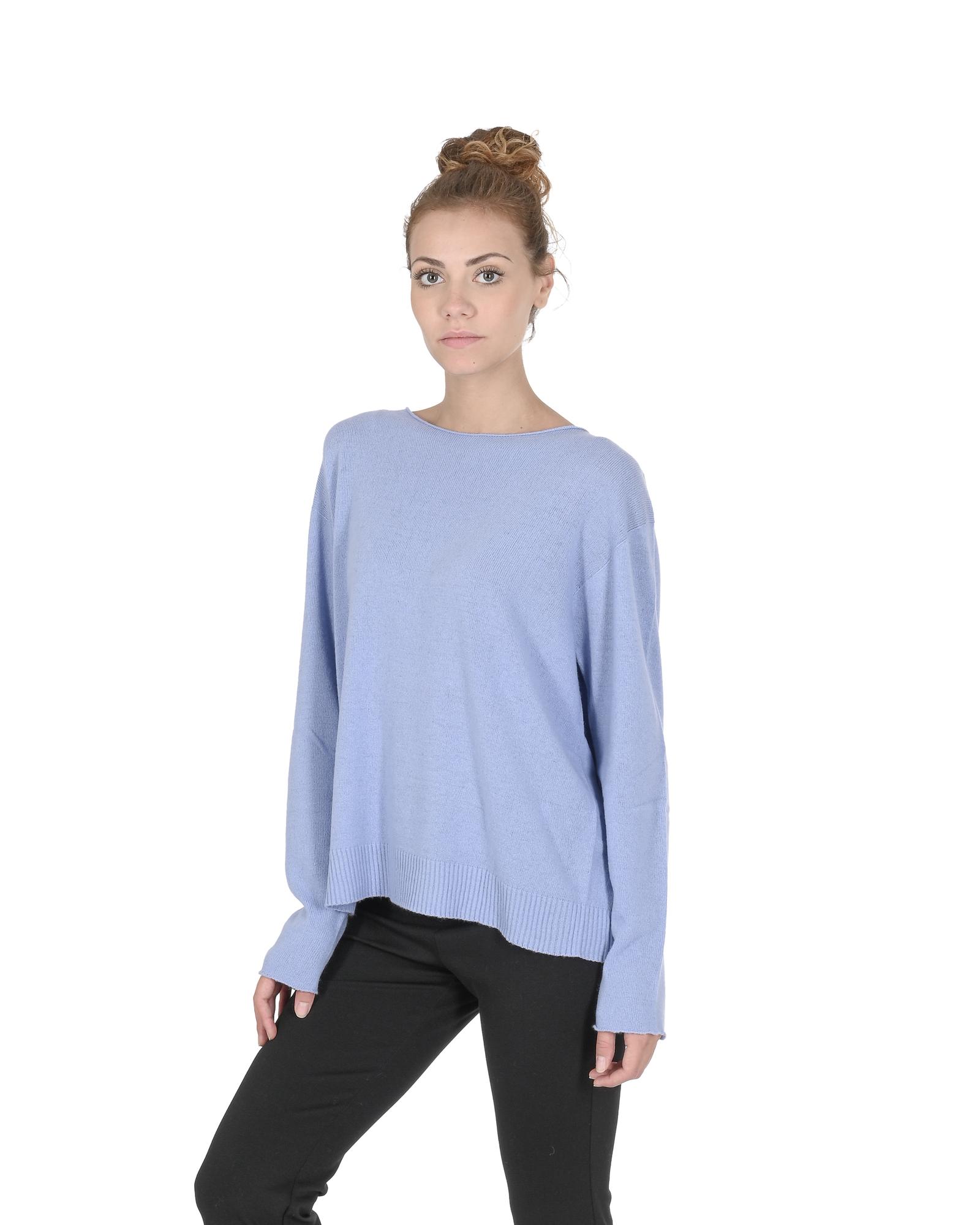 V539-BTB107851-176330-00 Crown of Edinburgh Cashmere Women's Cashmere Boatneck Sweater in Sky blue - XL - Image 1