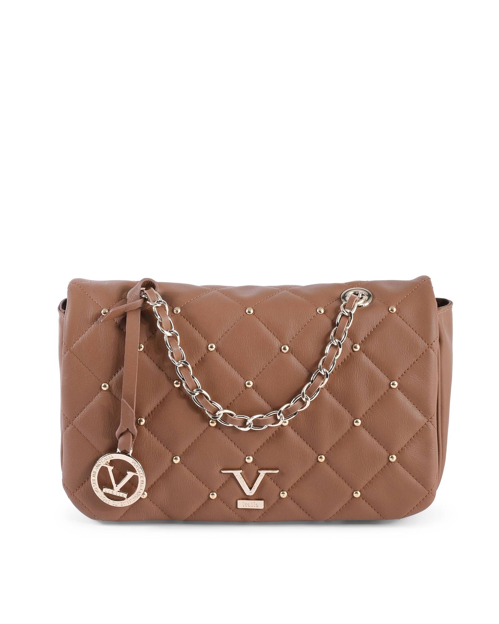V539-BTB109400-202506160302-00 V Italia Brown Quilted Leather Shoulder Bag with Chain Strap - One Size - Image 1