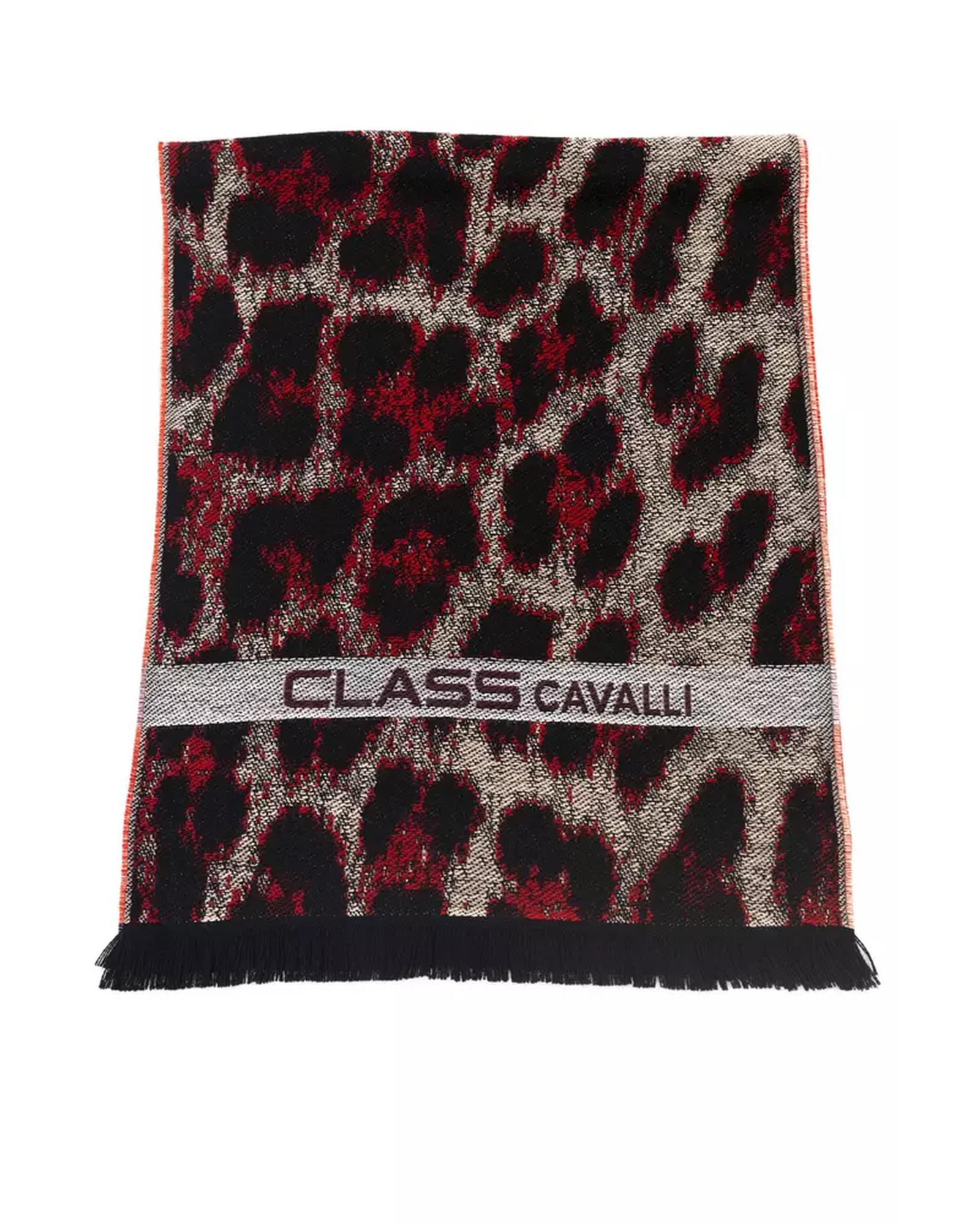 V539-CA-22210-202506160535-00 Cavalli Class Men's Burgundy Animalier Fantasy Logo Scarf - One Size - Image 1