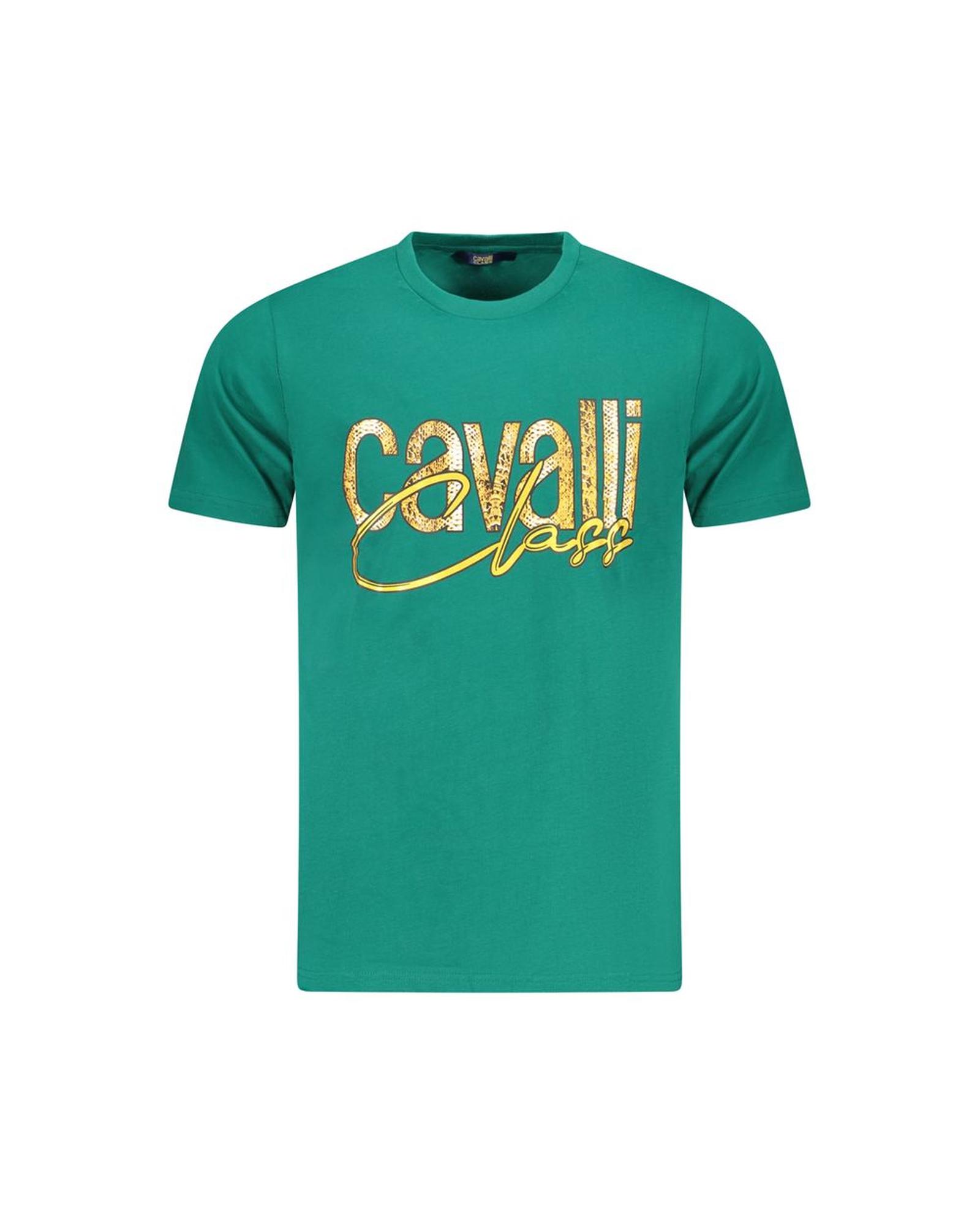 V539-CA-36603-L-202506161517-00 Cavalli Class Men's Green Cotton T-Shirt - L - Image 1