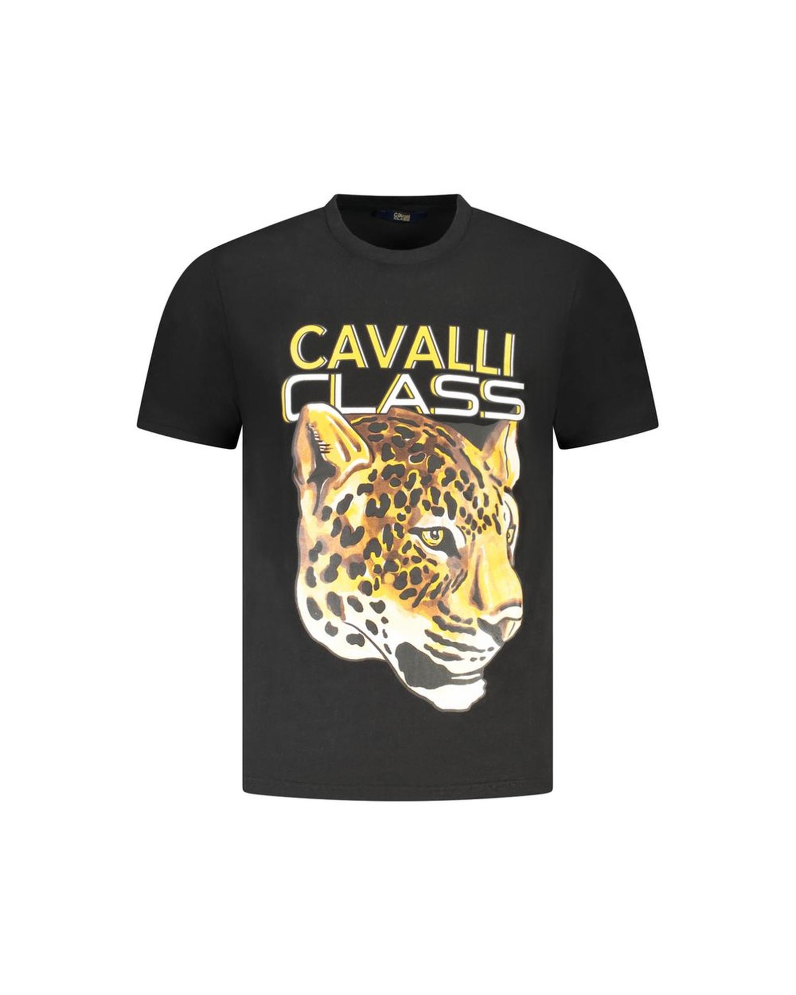 V539-CA-36656-XXL-202506161325-00 Cavalli Class Men's Black Cotton T-Shirt - 2XL - Image 1