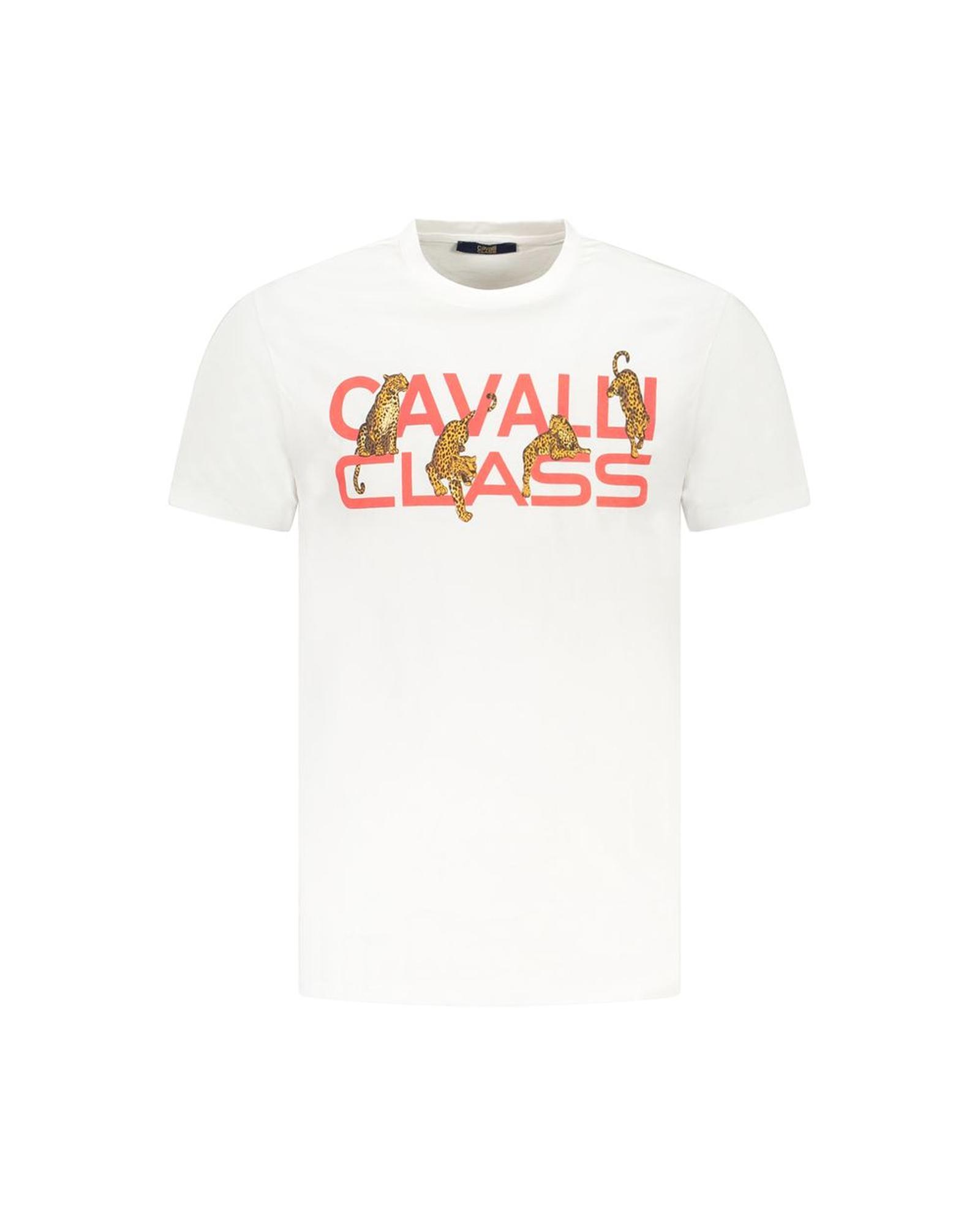 V539-CA-36668-XL-202506161346-00 Cavalli Class Men's White Cotton T-Shirt - XL - Image 1