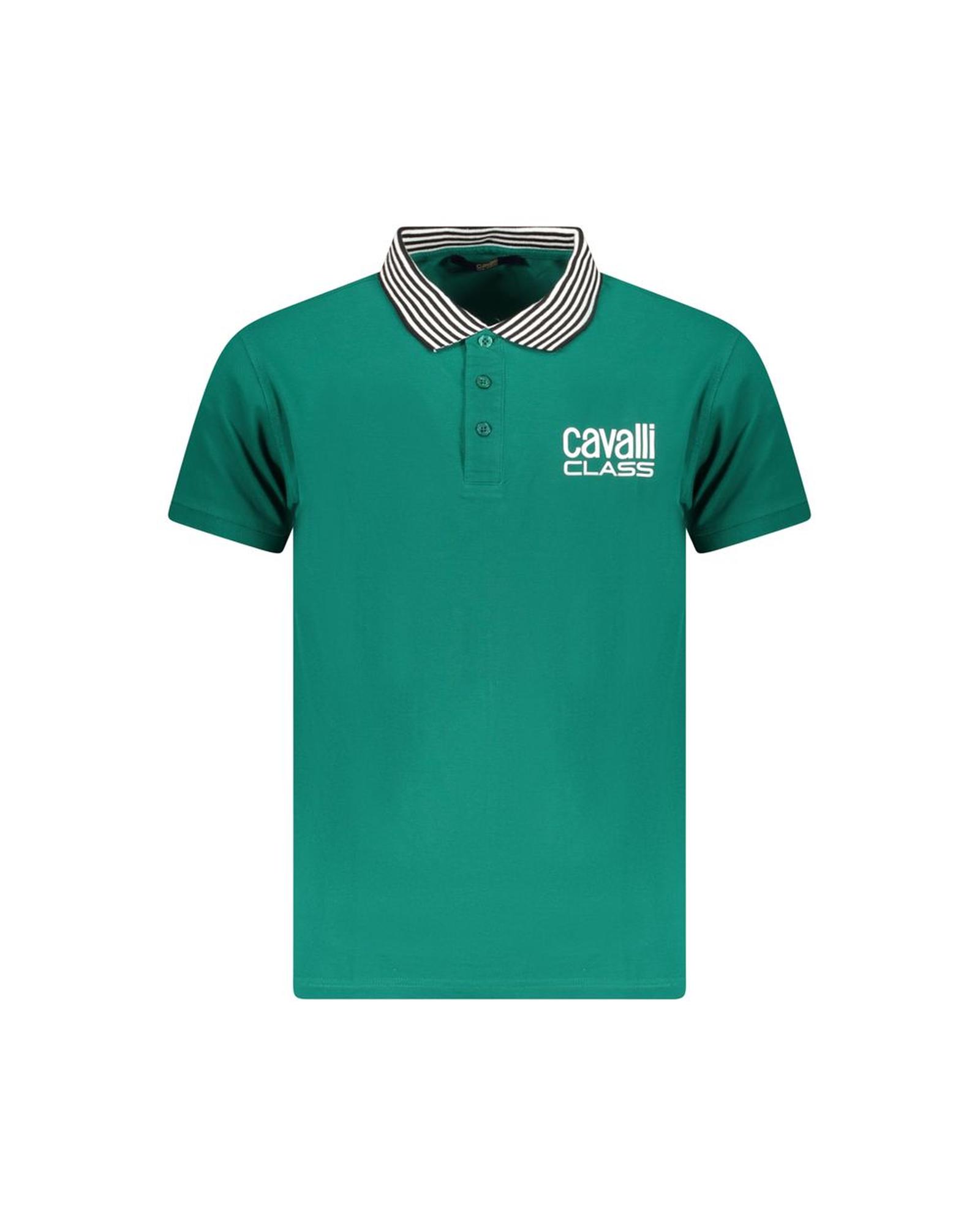 V539-CA-36673-XXL-202506161411-00 Cavalli Class Men's Green Cotton Polo Shirt - 2XL - Image 1