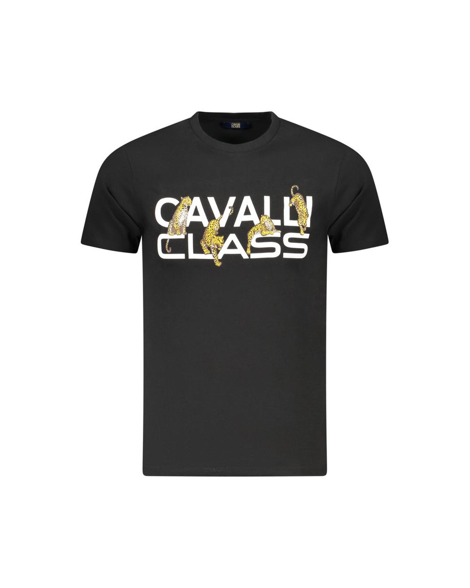 V539-CA-36679-XXL-202506161422-00 Cavalli Class Men's Black Cotton T-Shirt - 2XL - Image 1