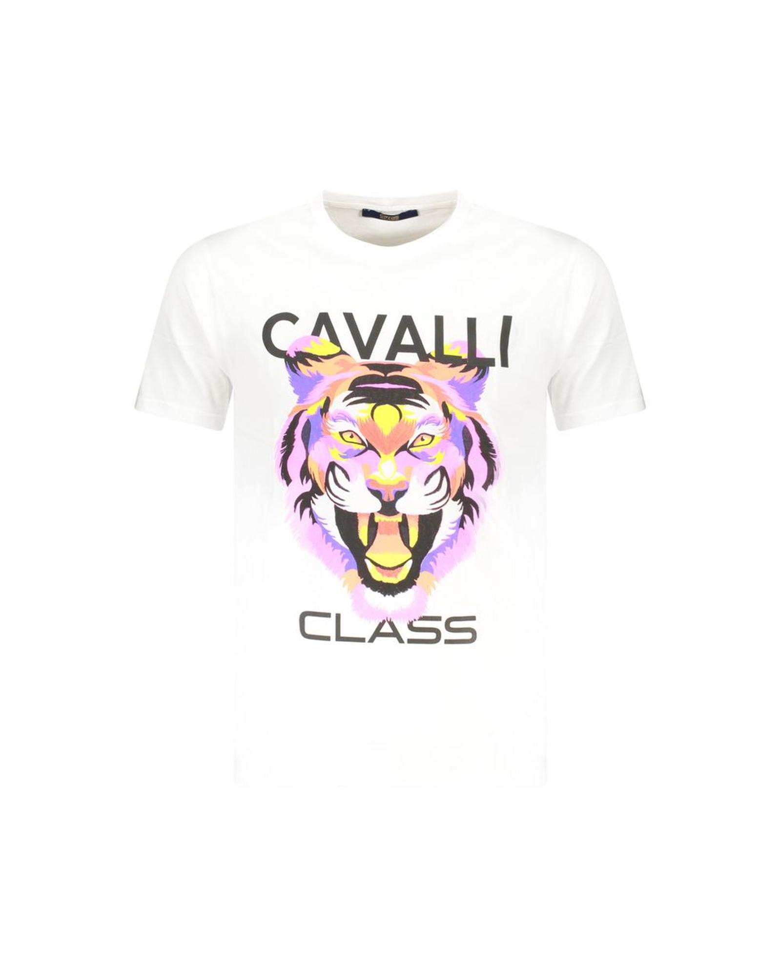 V539-CA-36684-XL-202506161431-00 Cavalli Class Men's White Cotton T-Shirt - XL - Image 1