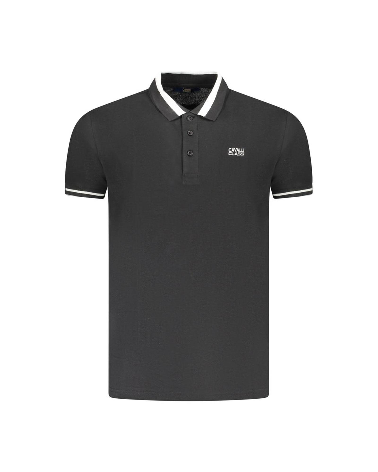 V539-CA-36693-M-202506161447-00 Cavalli Class Men's Black Cotton Polo Shirt - M - Image 1