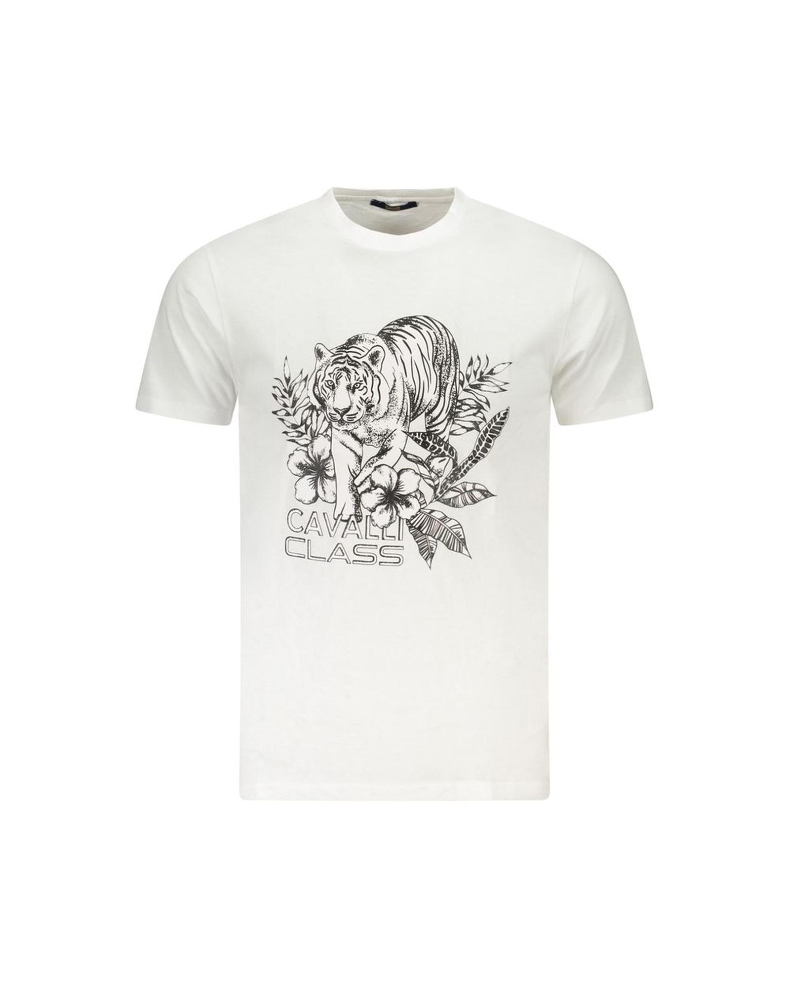 V539-CA-36694-XL-202506161453-00 Cavalli Class Men's White Cotton T-Shirt - XL - Image 1