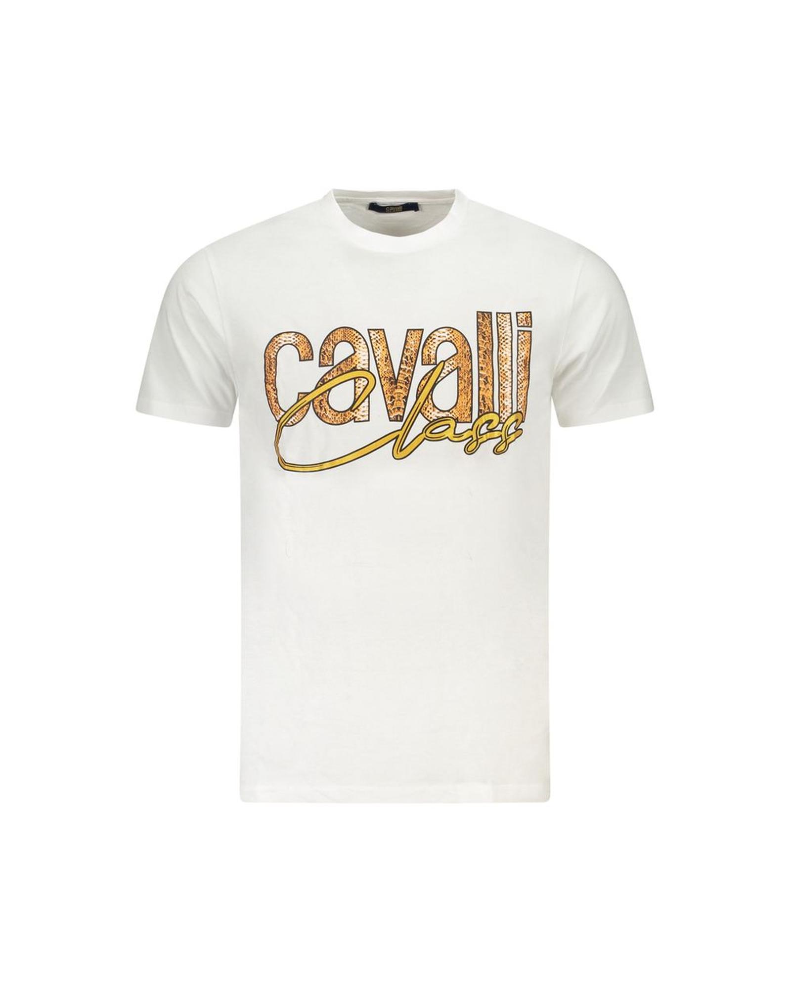 V539-CA-36700-XXL-202506161517-00 Cavalli Class Men's White Cotton T-Shirt - 2XL - Image 1