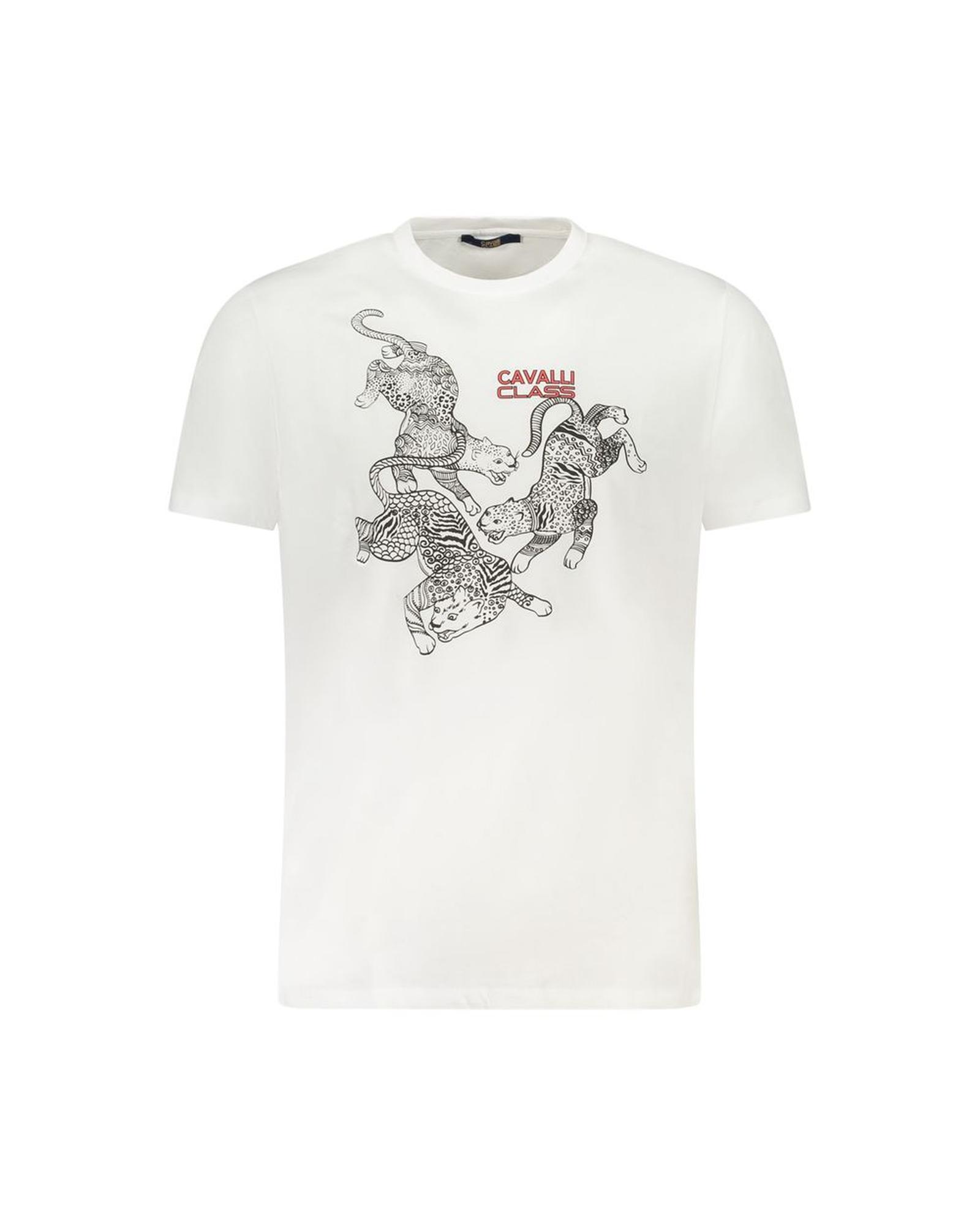 V539-CA-36716-M-202506161912-00 Cavalli Class Men's White Cotton T-Shirt - M - Image 1