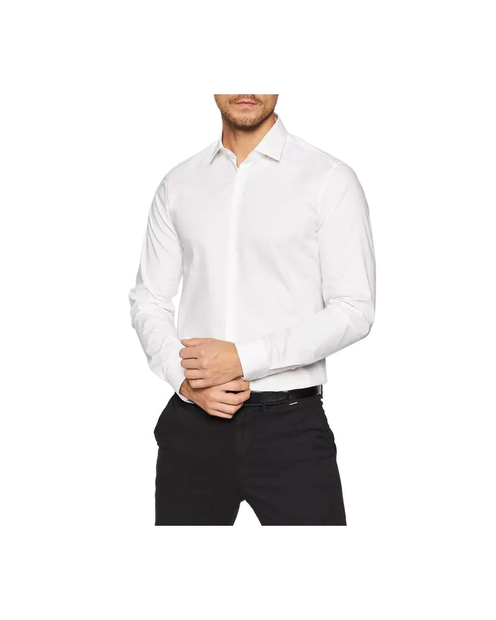 V539-CA-8655300008-40-202506161620-00 Calvin Klein Men's White Cotton Shirt - 40 EU - Image 1