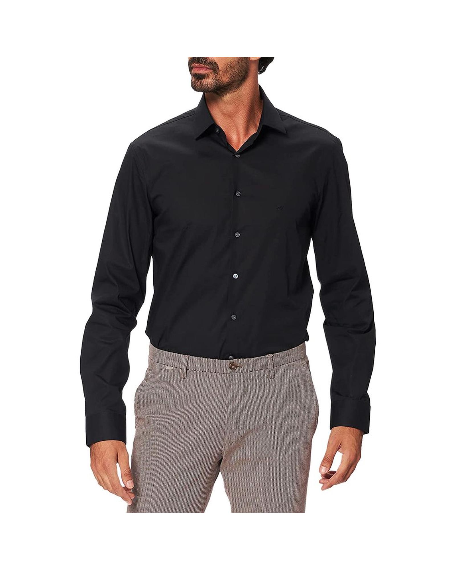 V539-CA-8655300009-42-202506161620-00 Calvin Klein Men's Black Cotton Shirt - 42 EU - Image 1