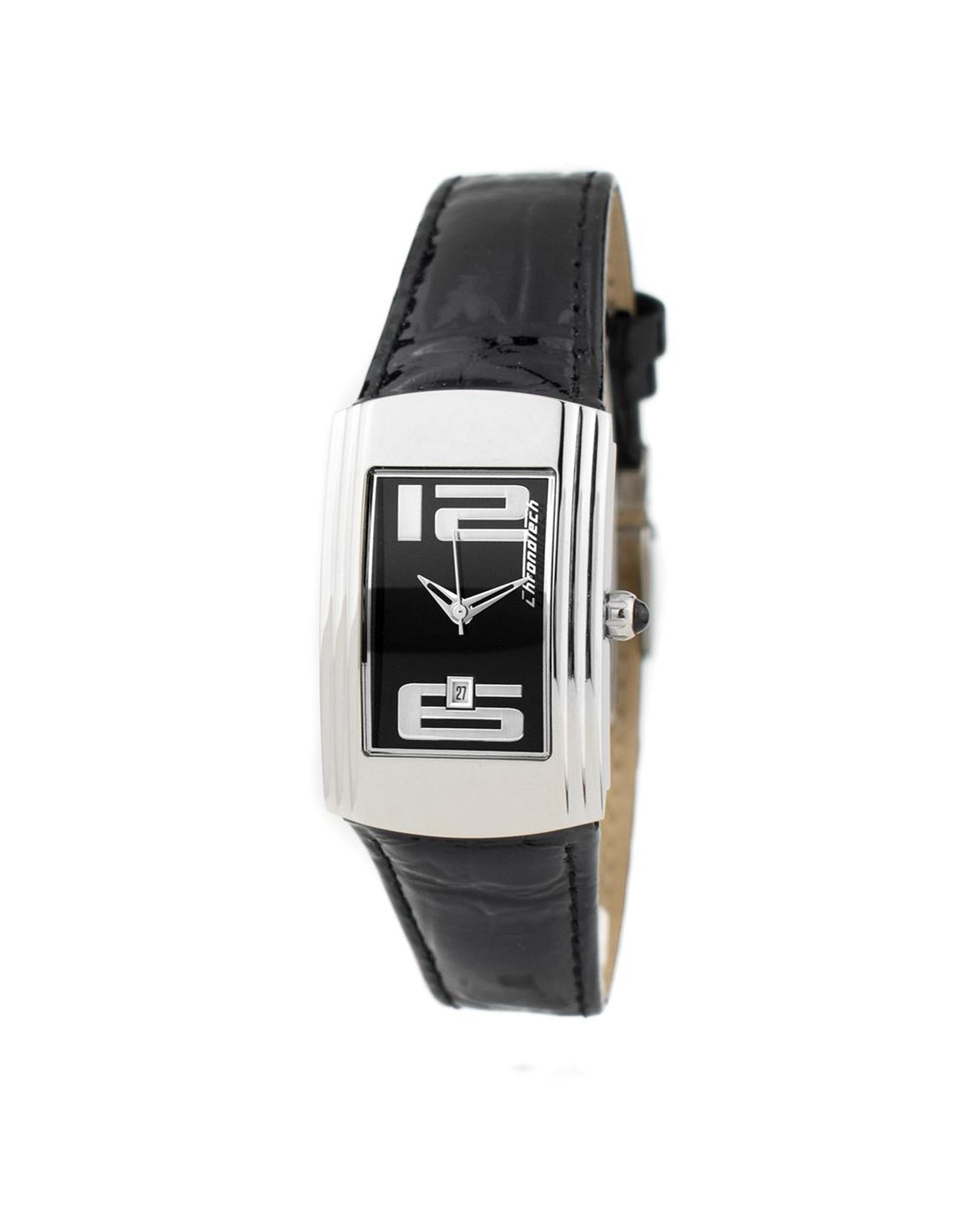 V539-CHCT7017L04AC-202506161911-00 Chronotech Women's Black Leather Watch - One Size - Image 1