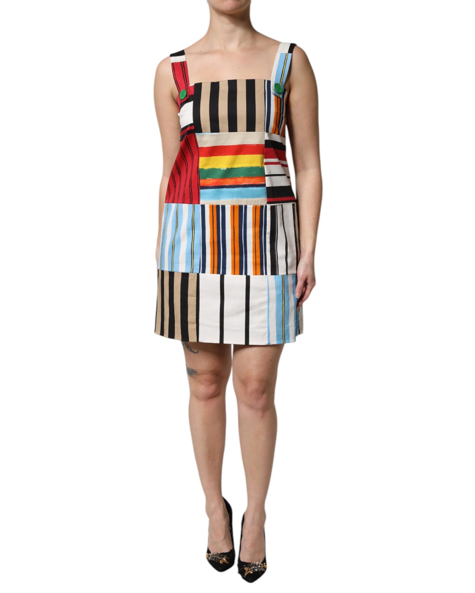 V539-DR81656-40-202506161946-00 Dolce & Gabbana Women's Multicolor Cotton Stripe Sleeveless Dress - 40 IT - Image 1