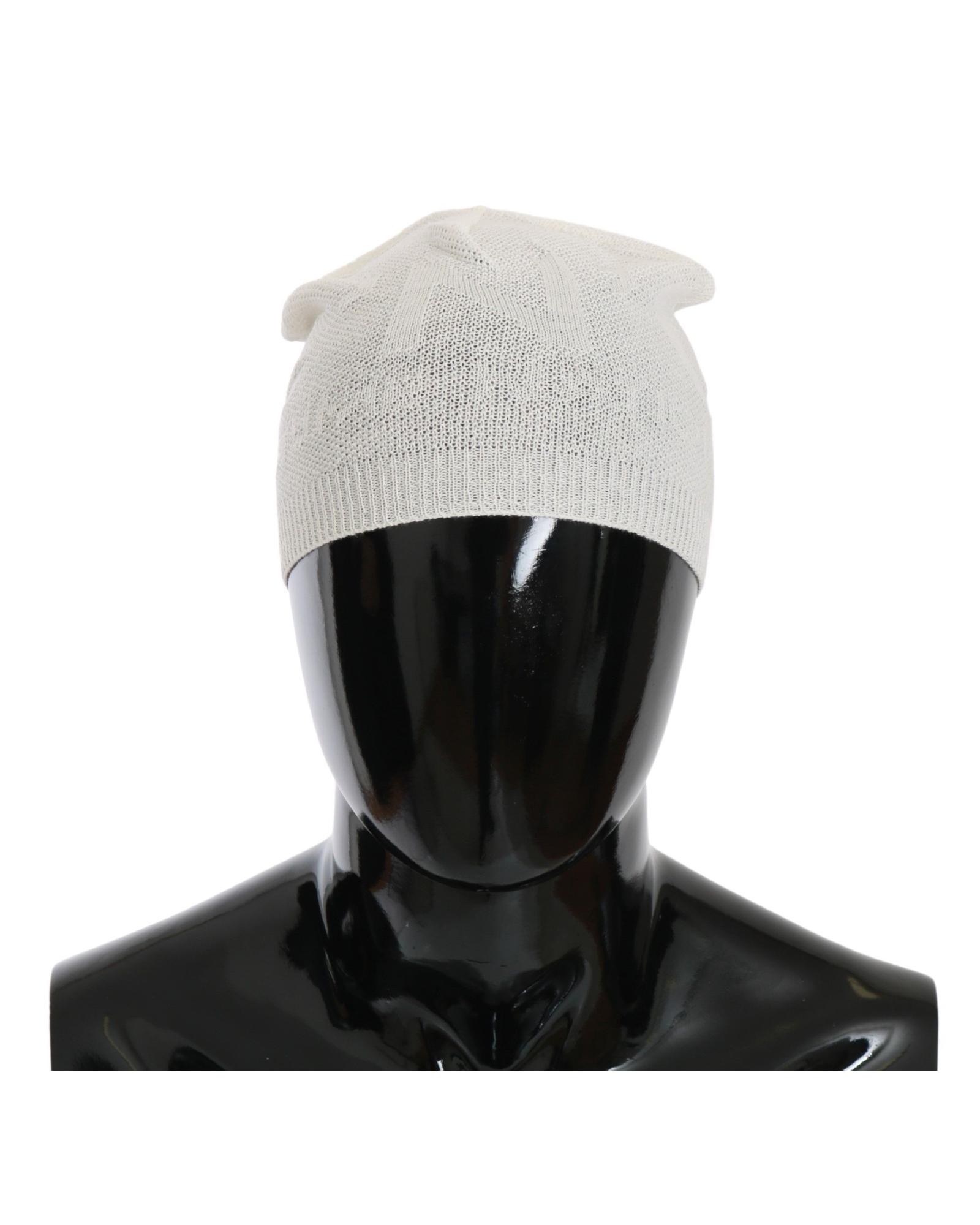 V539-HAT20127-175612-00 Costume National Men's Beanie White Wool Blend Branded Hat - One Size - Image 1