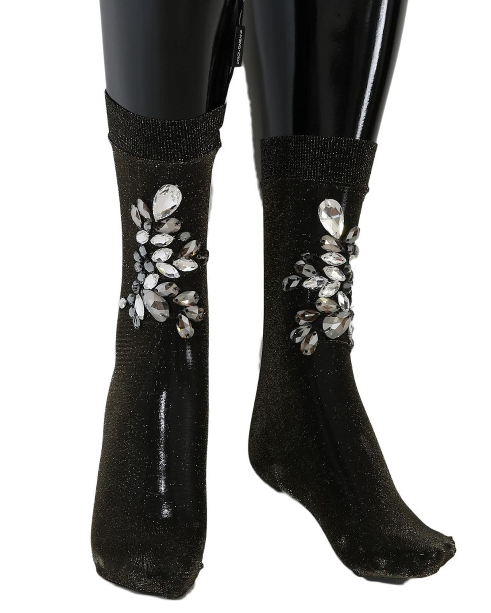 V539-SCS57-1-202509010805-00 Embellished Stretch Mid Calf Stockings by Dolce & Gabbana S Women - Image 1