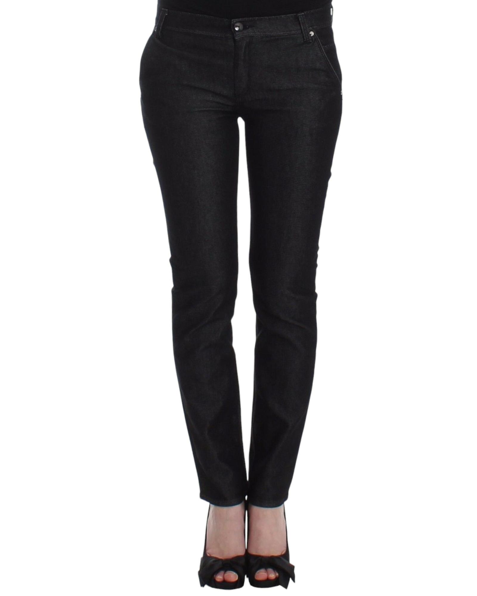 V539-SIG12451-1-202509010110-00 Authentic Ermanno Scervino Black Skinny Jeans with Logo Details W26 US Women - Image 1