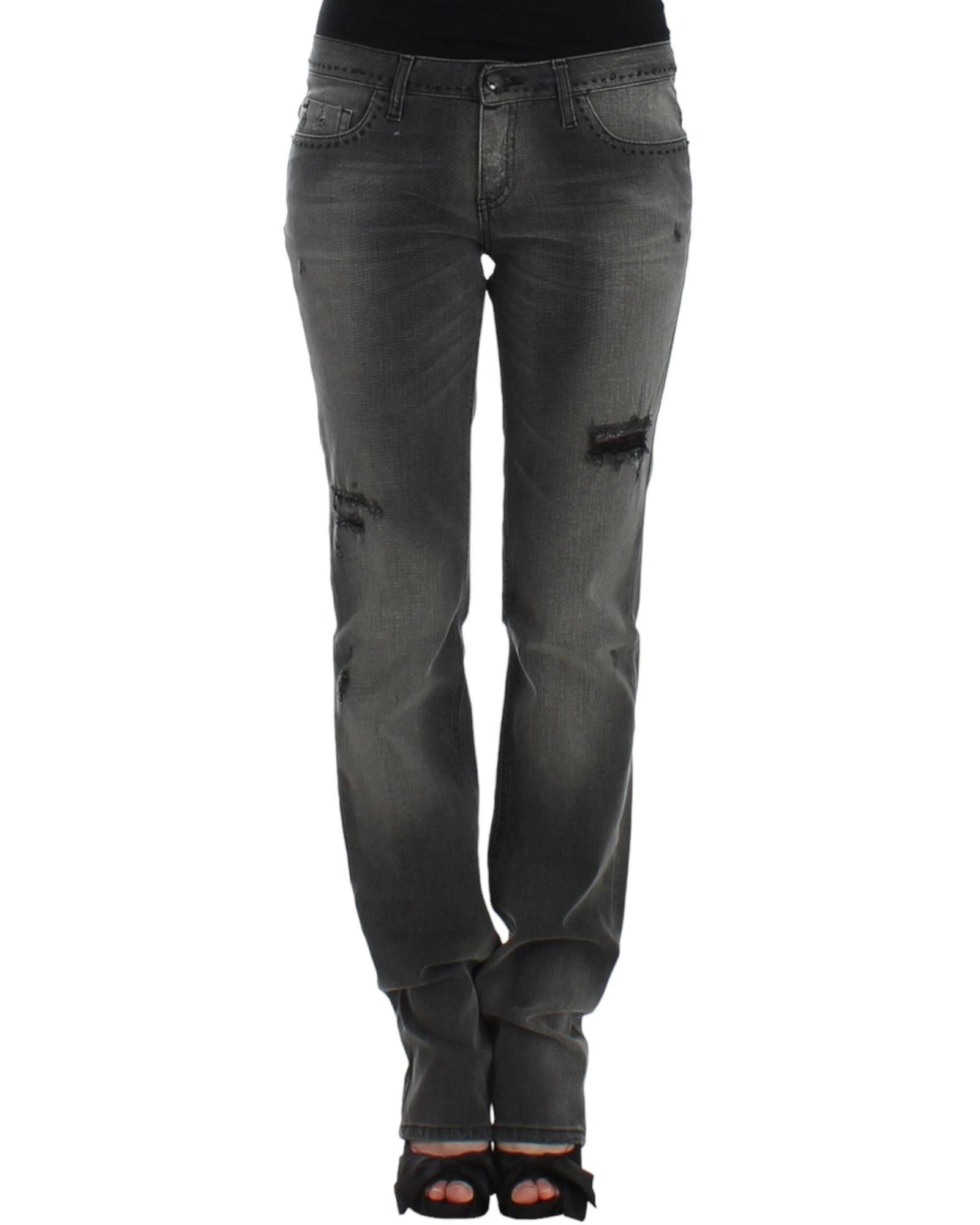 V539-SIG12557-2-202509010520-00 CNC Costume National Gray Straight Leg Jeans W25 US Women - Image 1