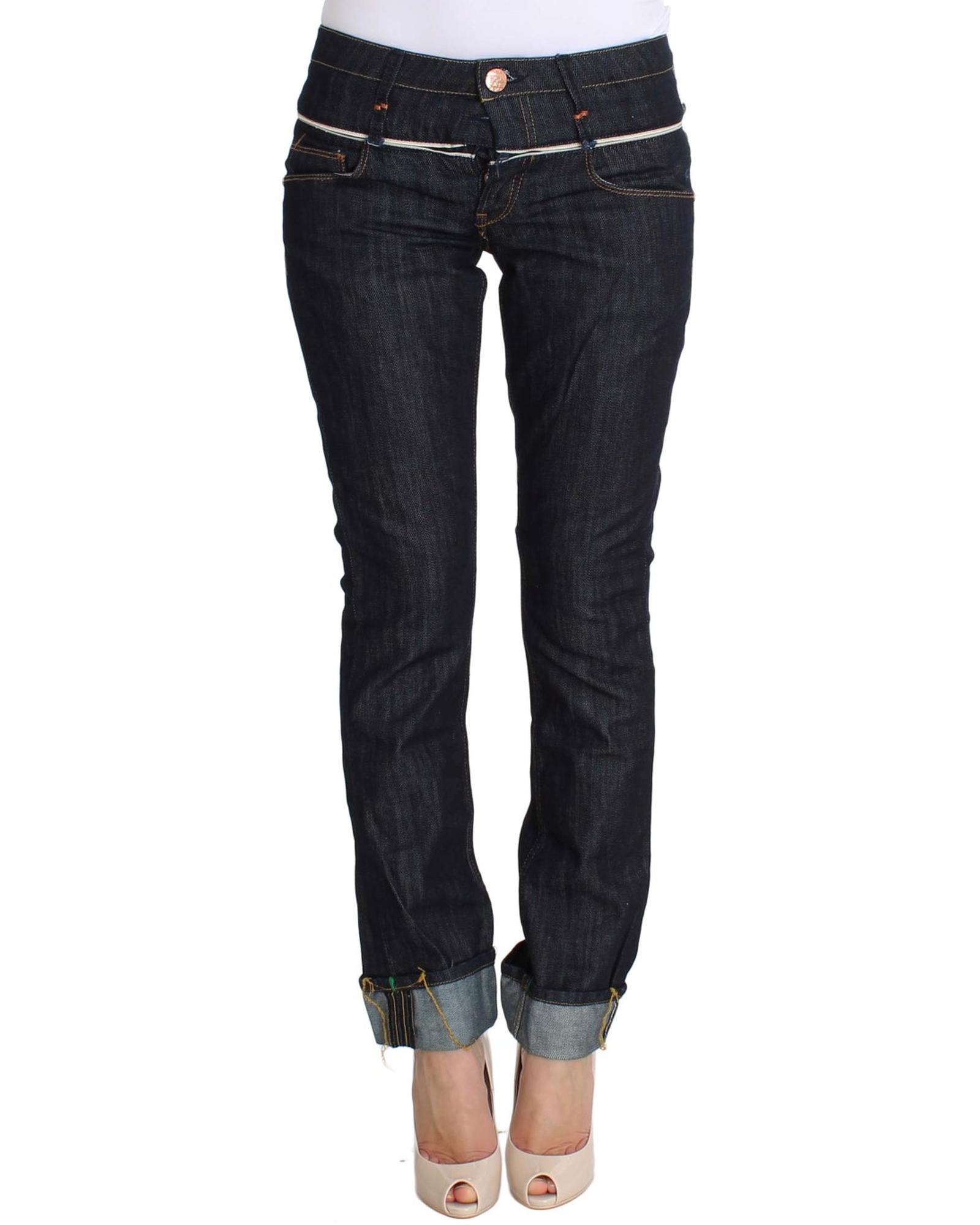 V539-SIG30155-1-202509010055-00 Authentic ACHT Straight Fit Dark Blue Jeans with Logo Details W26 US Women - Image 1