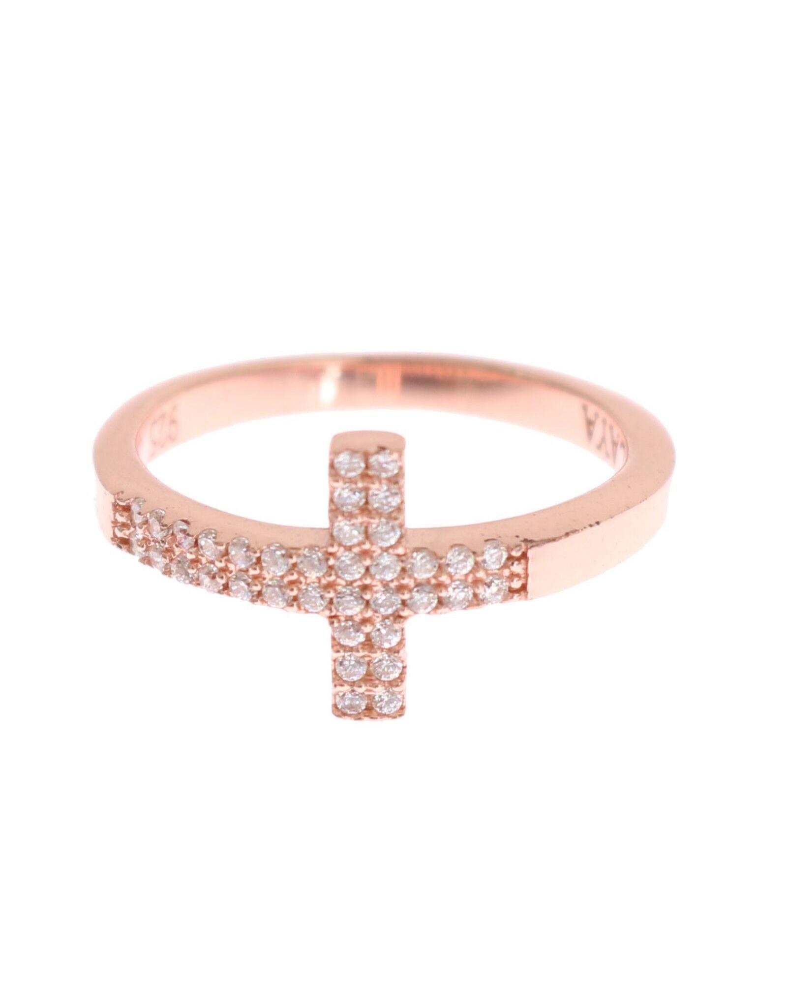 V539-SMY11064-7-202506180631-00 Nialaya Women's Elegant Pink Crystal Encrusted Silver Ring - 54 EU - Image 1