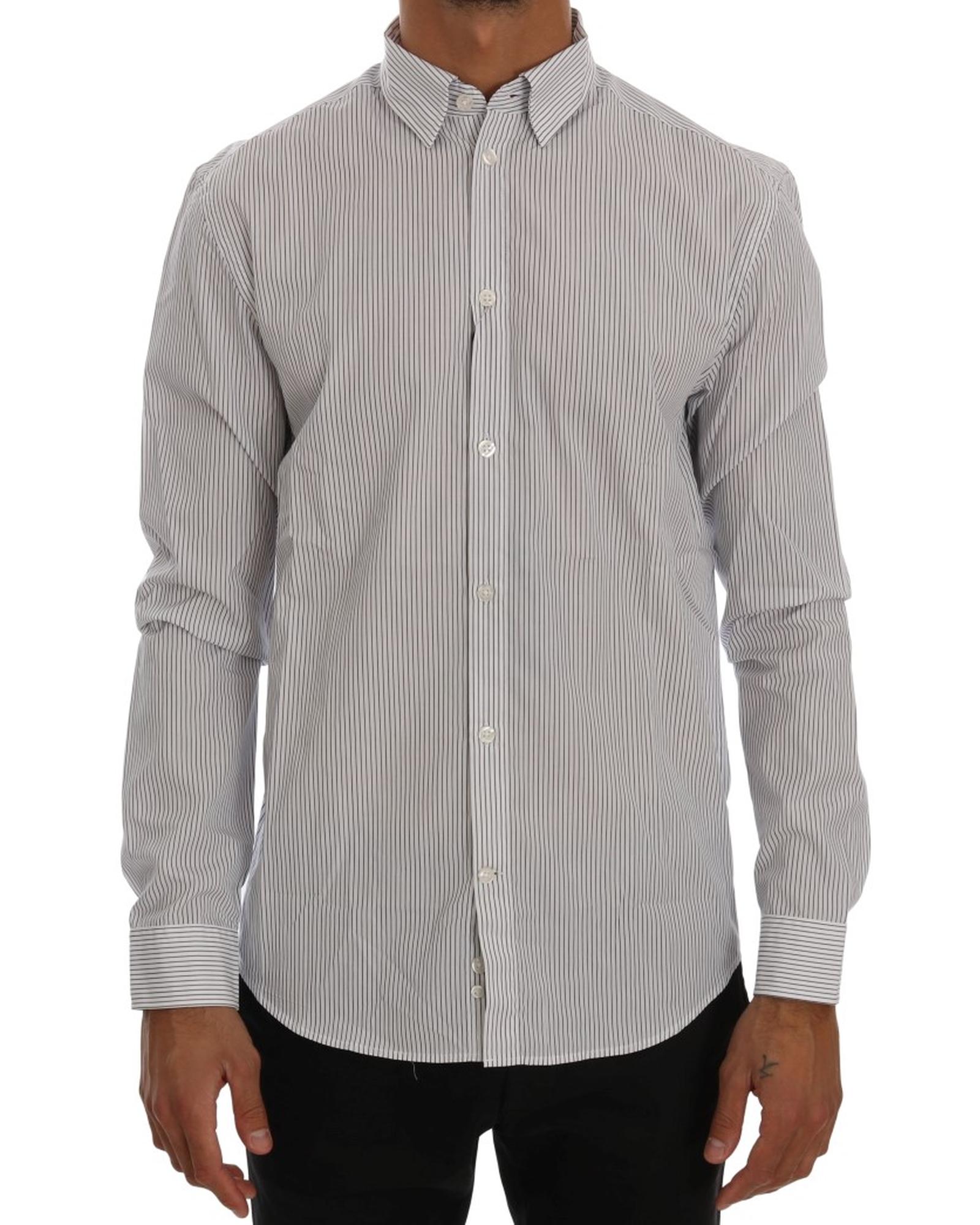 V539-TSH1398-5-202508311805-00 Frankie Morello Casual Shirt with Blue Stripes L Men - Image 1