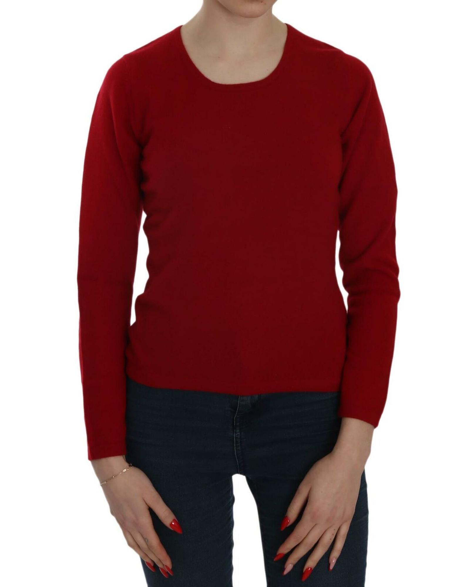 V539-TSH3896-S-202506111711-00 MILA SCHON Women's Red Round Neck Pullover Cashmere Sweater - S - Image 1