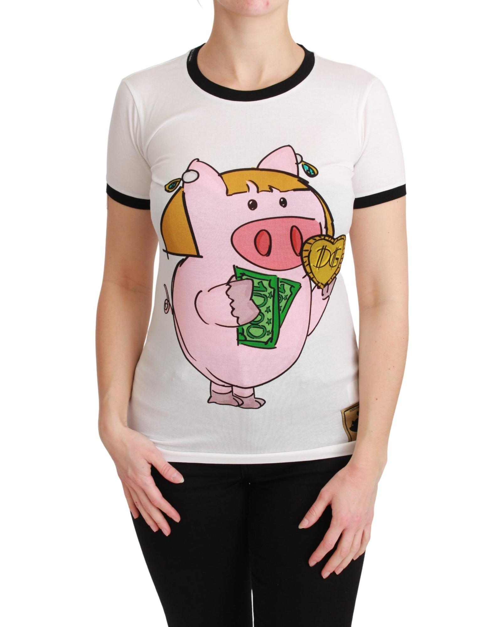 V539-TSH4552-46-202508311735-00 Dolce & Gabbana Year of the Pig Crewneck T-shirt 46 IT Women - Image 1