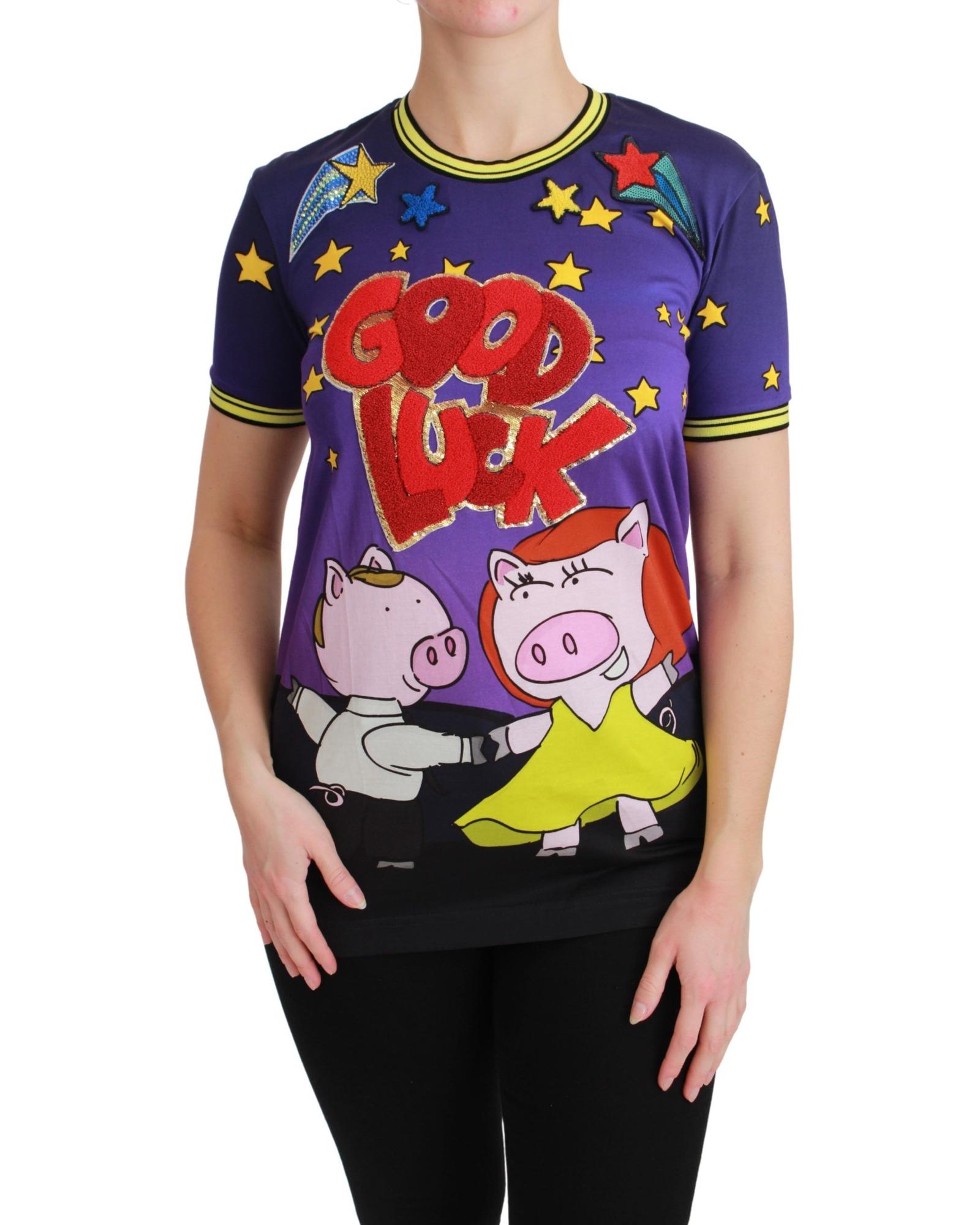 V539-TSH4554-36-202508312010-00 Gorgeous Dolce & Gabbana Year of the Pig 2019 T-shirt 36 IT Women - Image 1