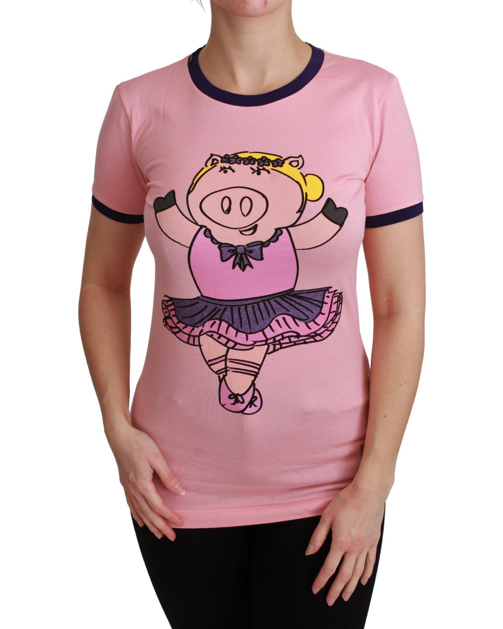 V539-TSH4556-38-202509012220-00 Year of the Pig 2019 Crewneck Short Sleeve T-shirt by Dolce & Gabbana 38 IT Women - Image 1