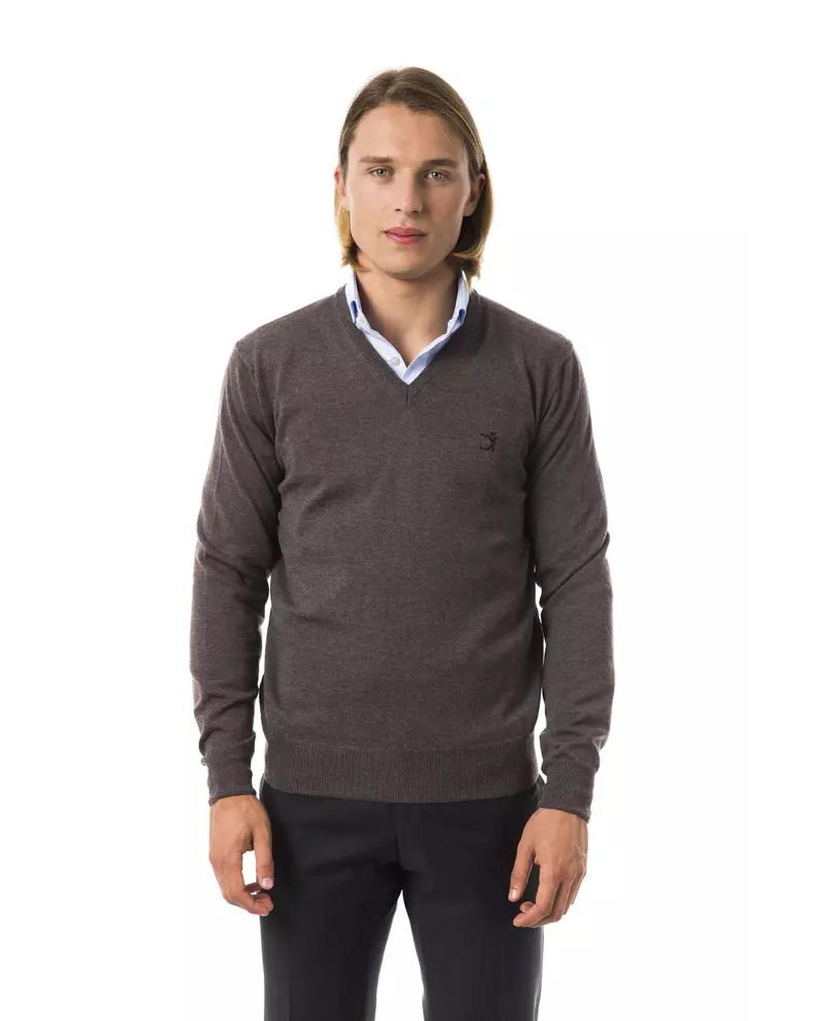 V539-UO-17056-XXL-202509010850-00 Embroidered V-neck Sweater in Extrafine Merino Wool 2XL Men - Image 1