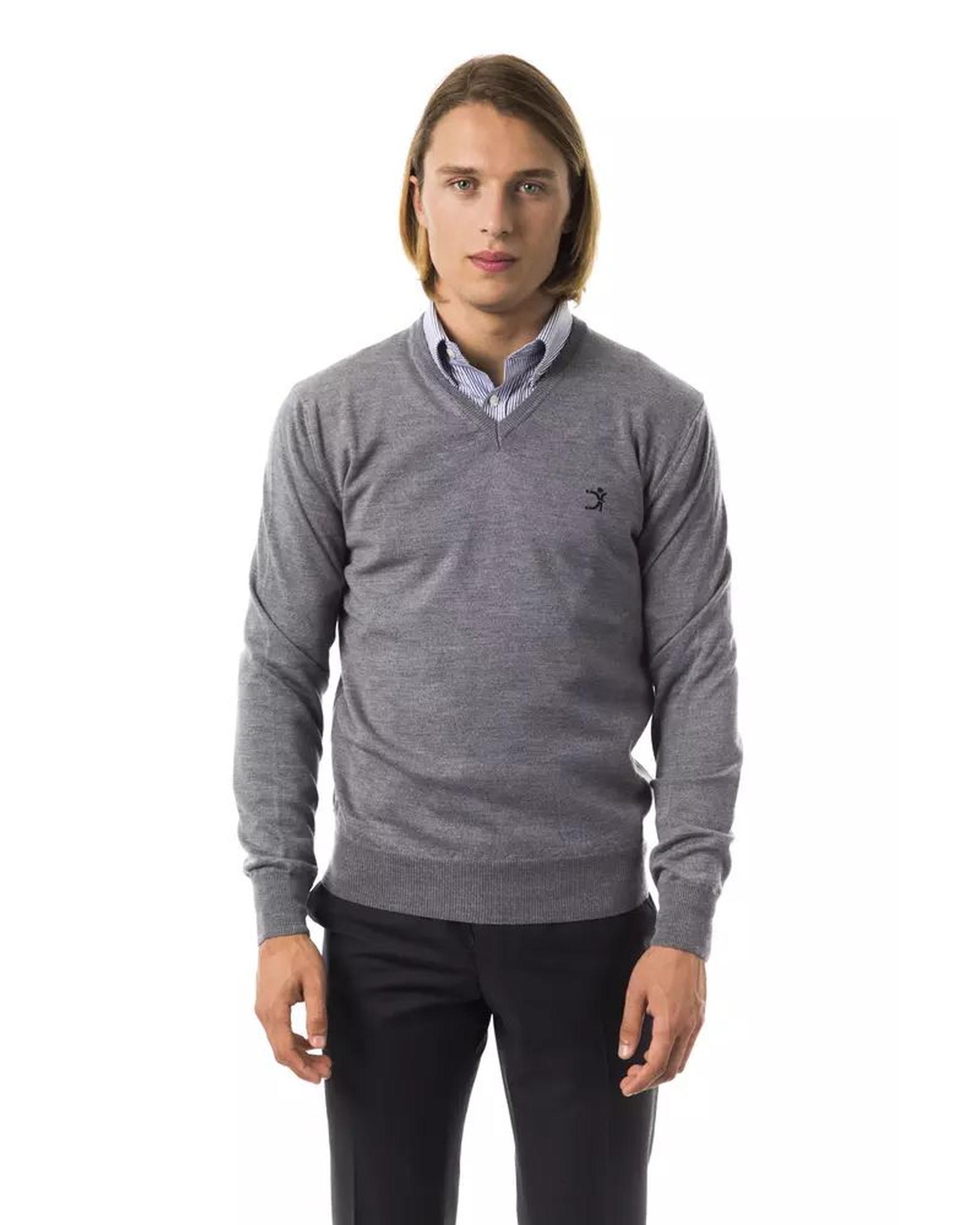 V539-UO-7825-S-202509010805-00 Embroidered V-neck Sweater in Extrafine Wool Merinos S Men - Image 1