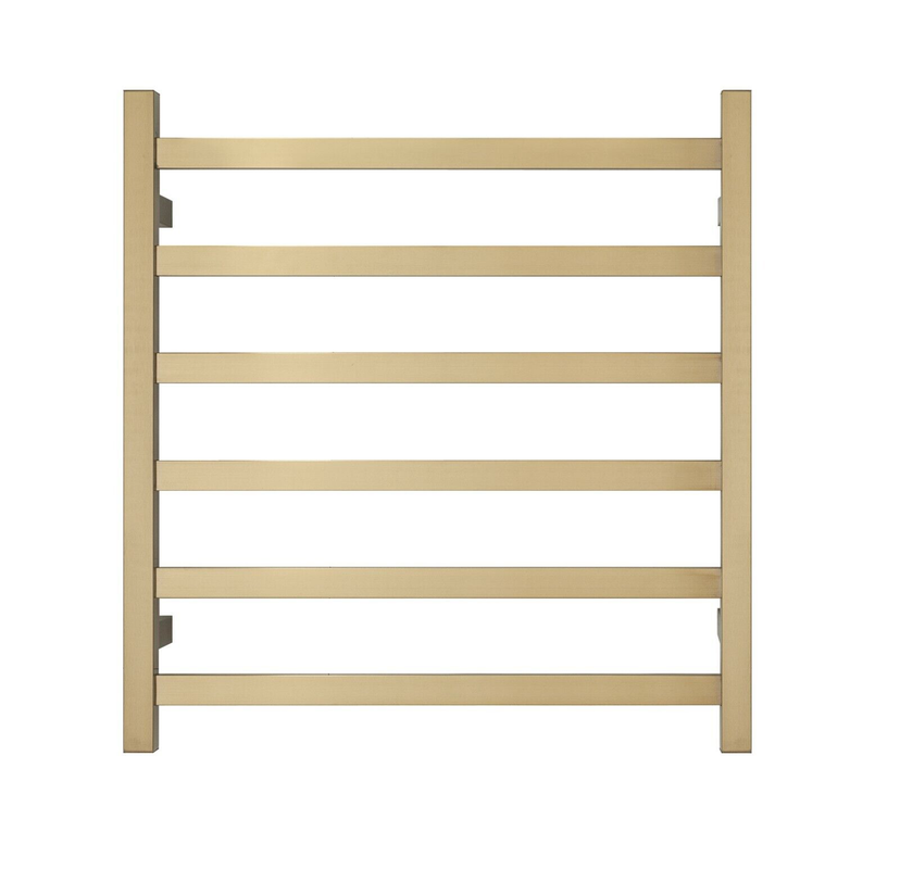 V549-6562SQUAREGOLD-109790-00 Premium Brushed Gold Towel Rack - 6 Bars, Square Design, AU Standard, 650x620mm Wide - Image 1