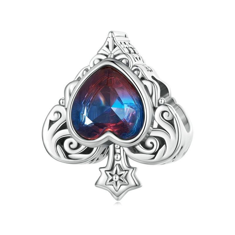 V562-1009223060DBT-202504111635-00 925 Sterling Silver Synthetic Tourmaline Heart Spades Bracelet - Image 1